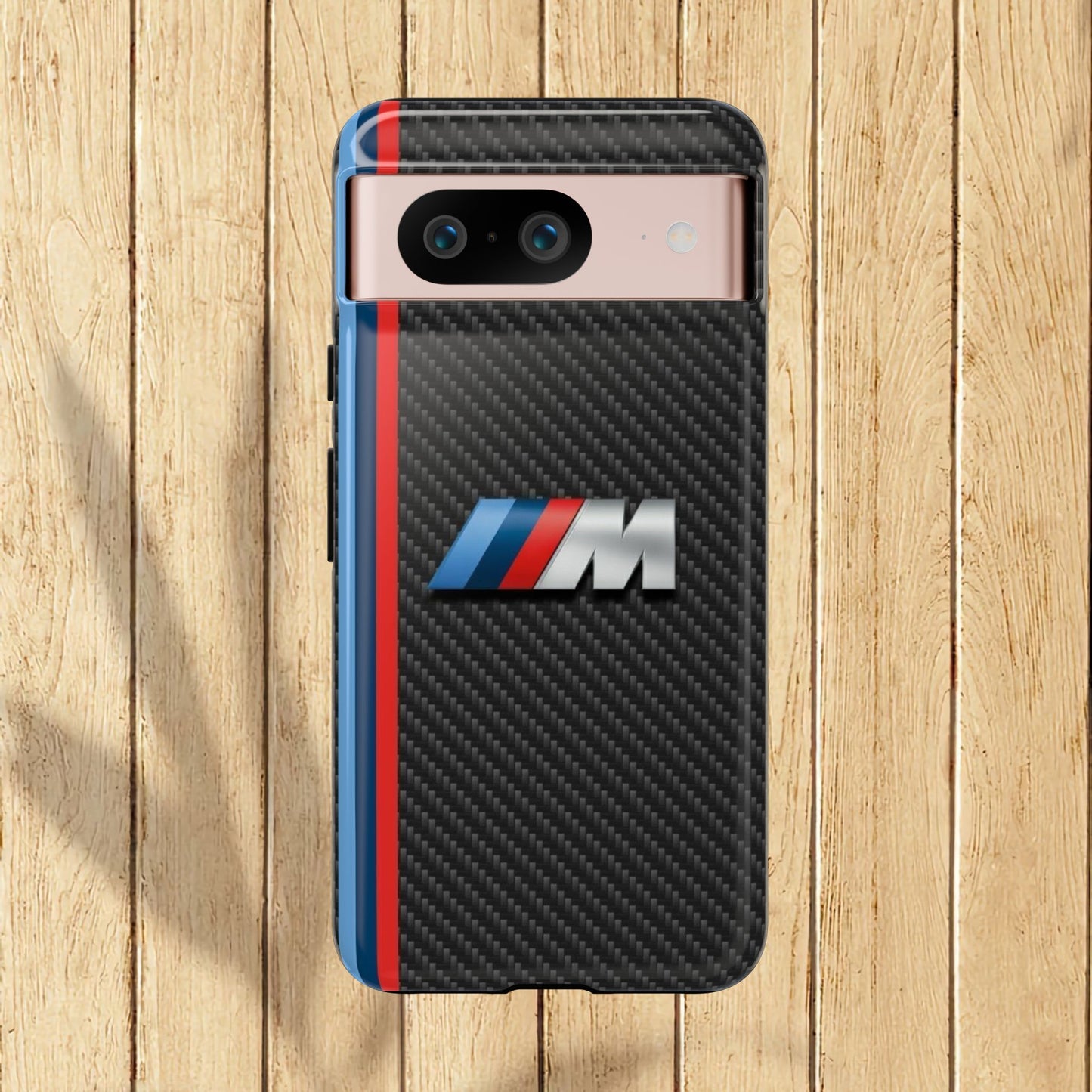 Phone Case - Black Tough Case for iPhones, Galaxy, Pixel, Blue And Red Stripes, BMW M Series