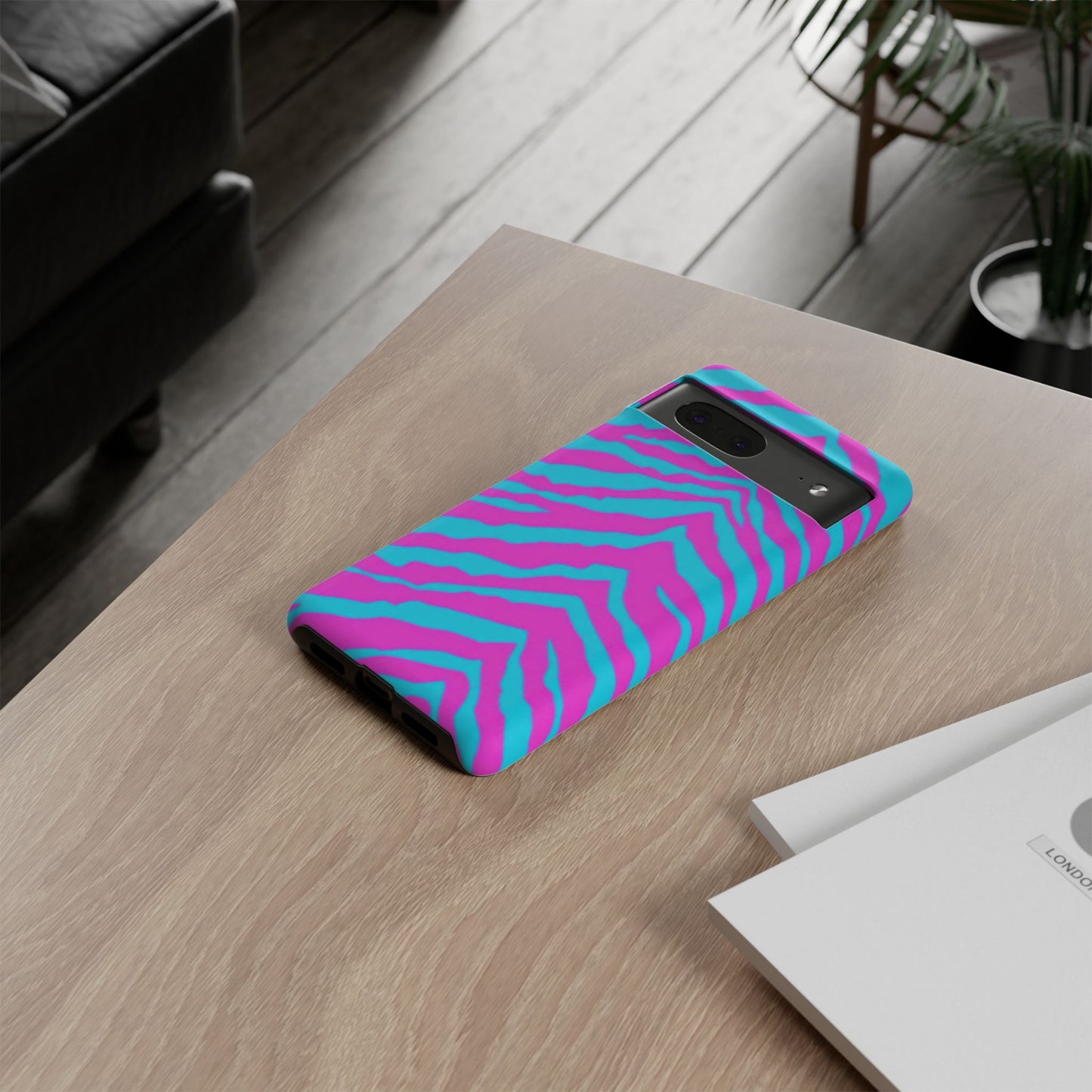 Animal Print Hot Pink And Teal Tough Case for iPhone, Galaxy and Google Pixel