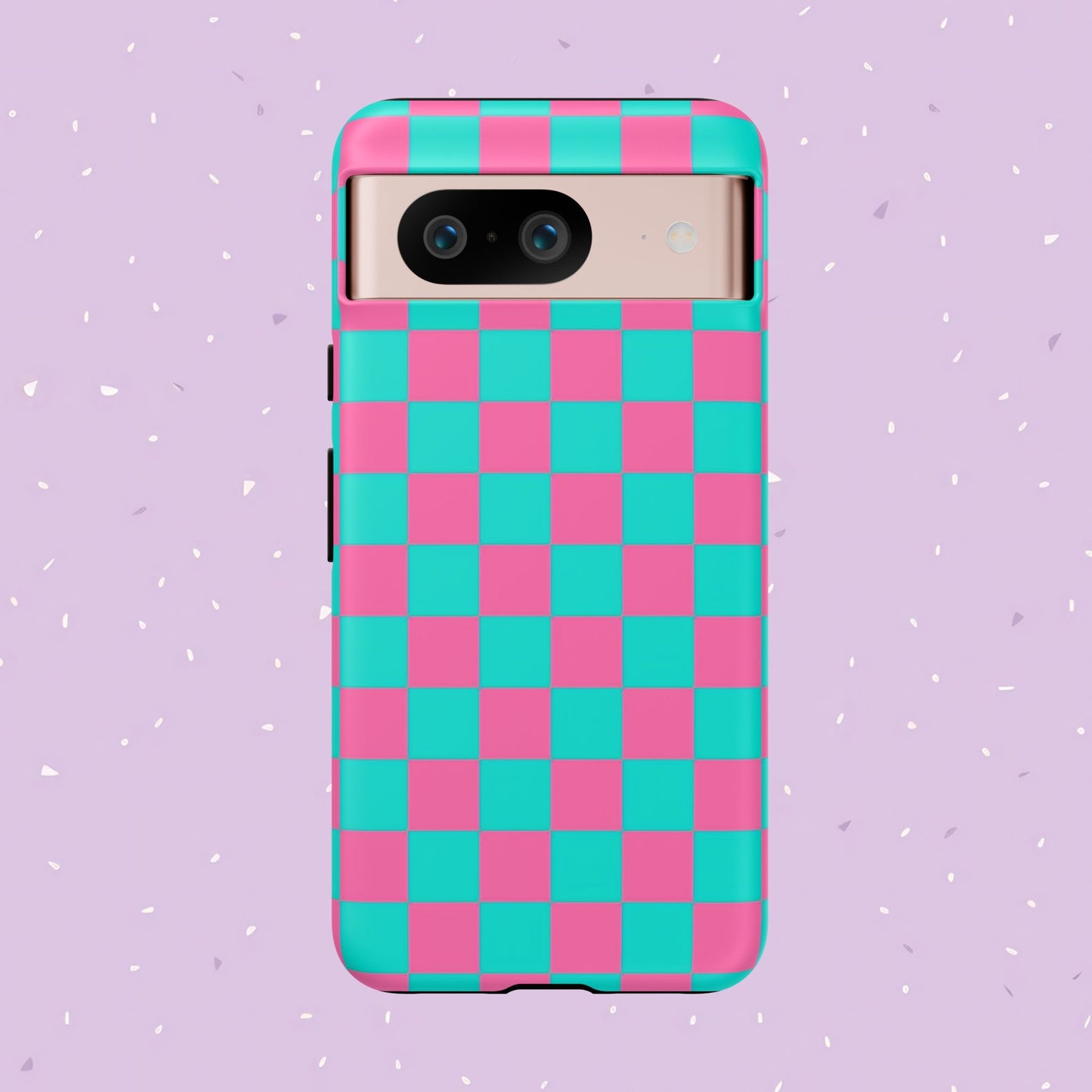 Hot Pink And Teal Checker Pattern Tough Case for iPhone, Galaxy Phones and Google Pixel