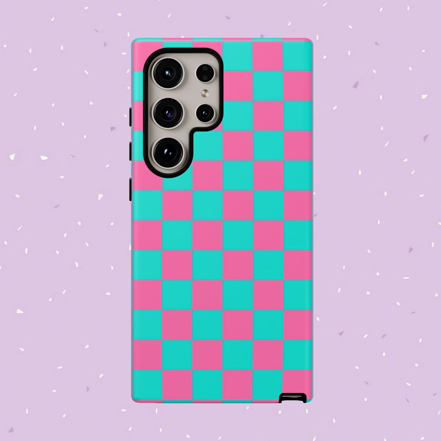 Hot Pink And Teal Checker Pattern Tough Case for iPhone, Galaxy Phones and Google Pixel