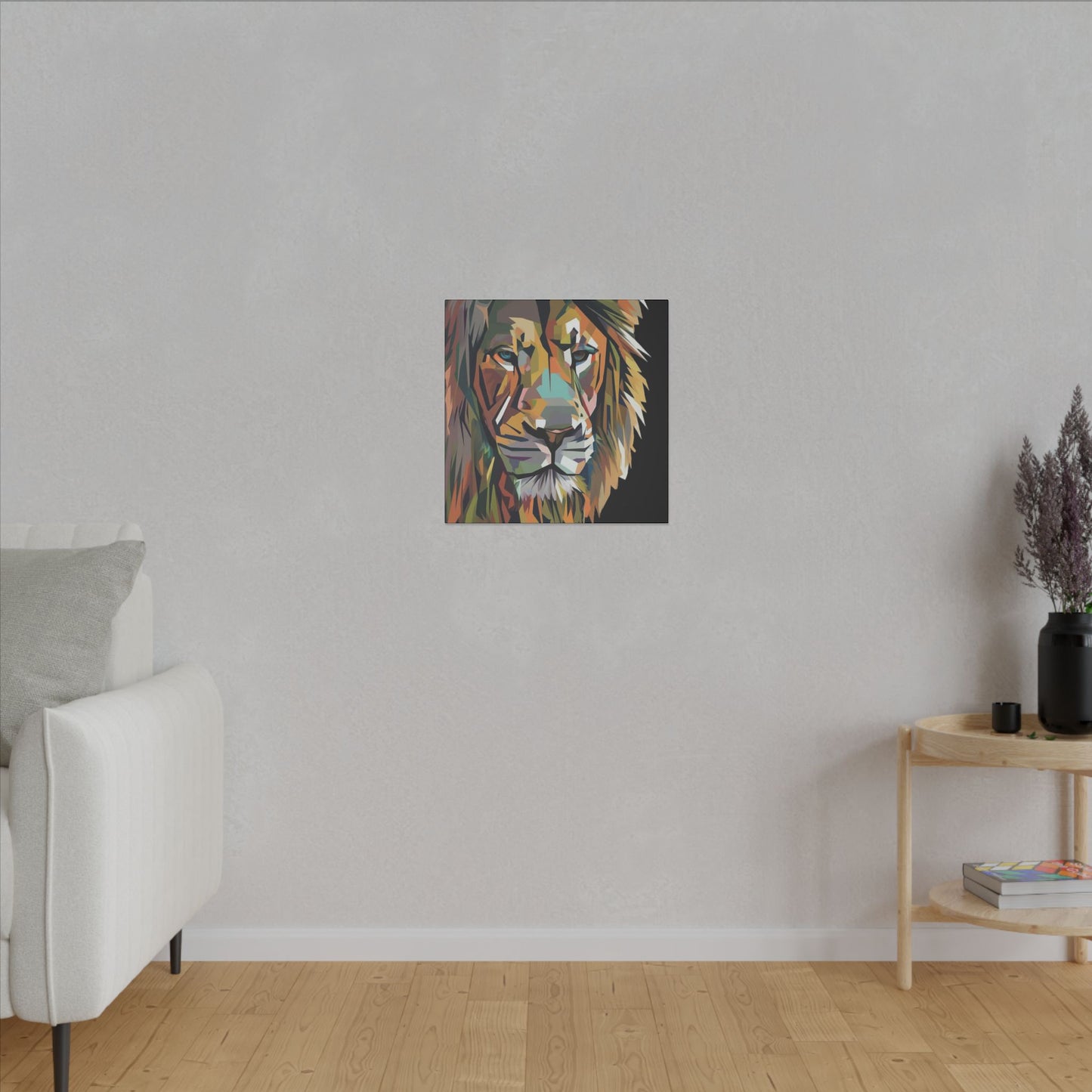 Geometric Lion Face Matte Canvas Print, Custom Wall Decor