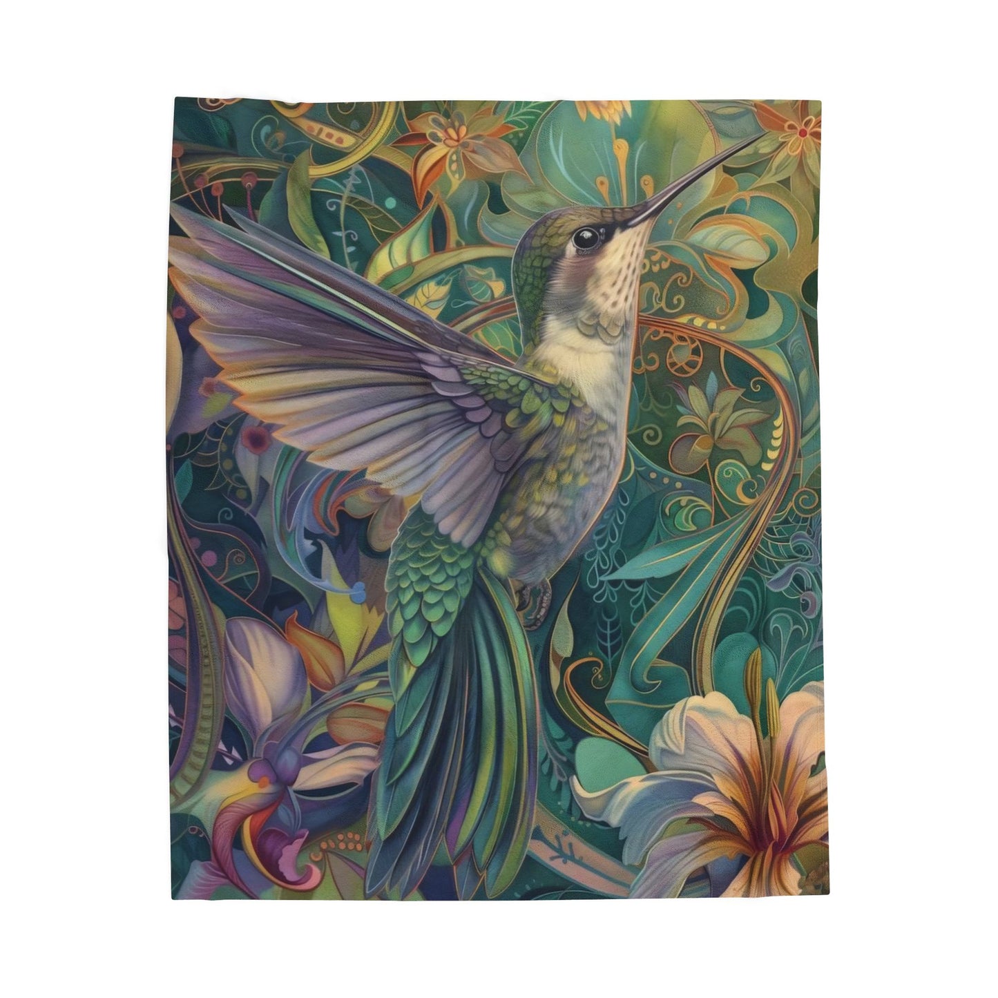 Hummingbird Velveteen Plush Thin Blanket Cozy Home Decor, Gift for Nature Bird