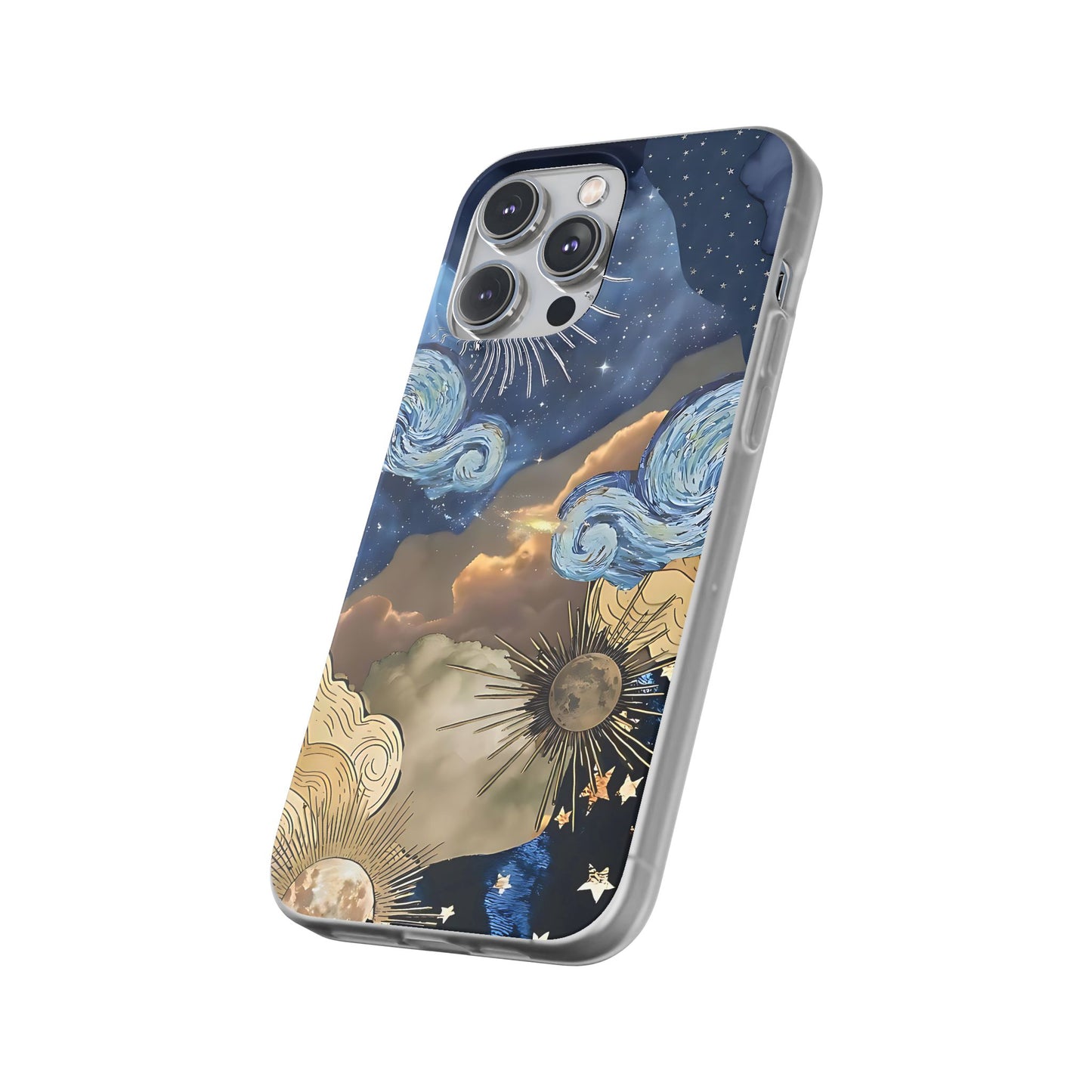 Celestial Flexi Case, Boho Phone Cover, Galaxy Protection, Starry Night Design,