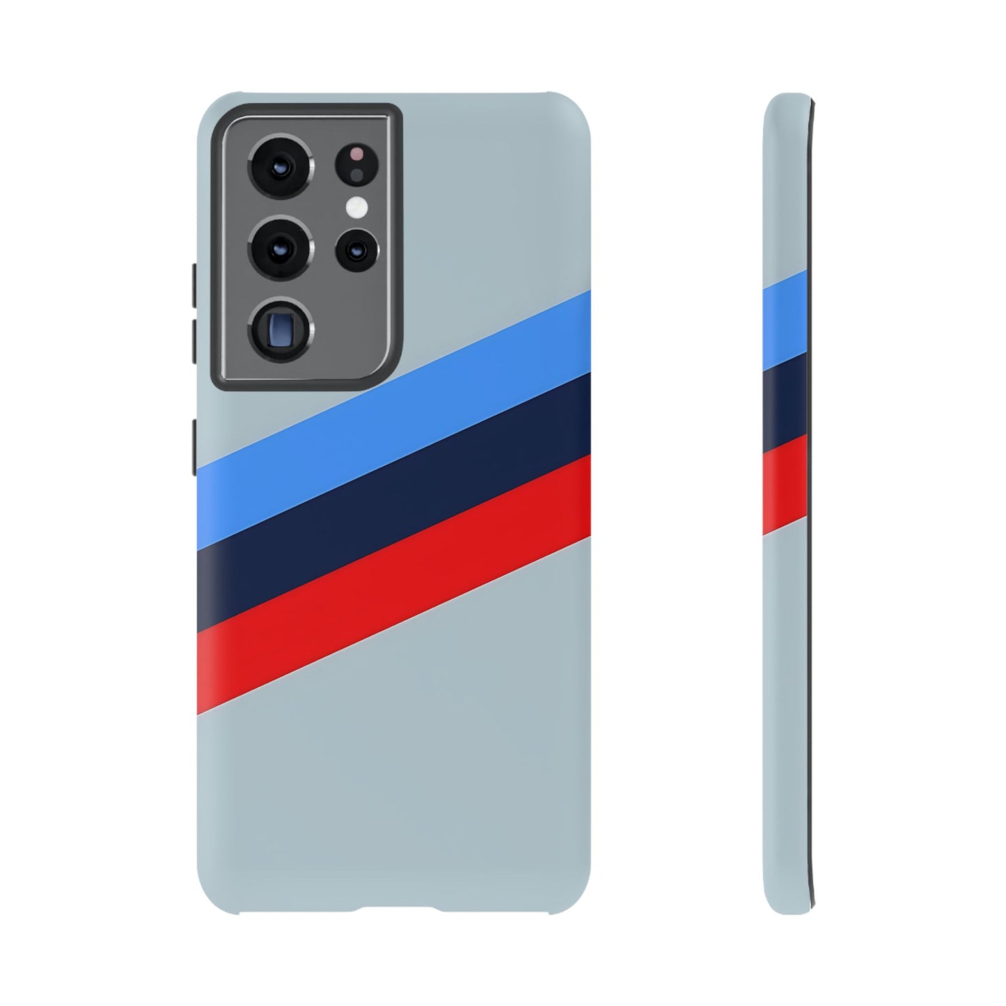 Gray Tough Case For iPhone, Samsung Galaxy and Google Pixel, Blue & Red Stripe