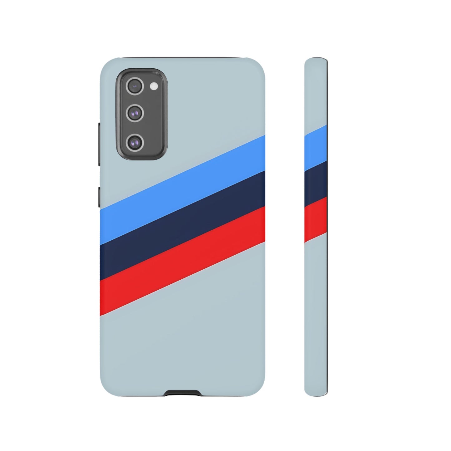 Gray Tough Case For iPhone, Samsung Galaxy and Google Pixel, Blue & Red Stripe