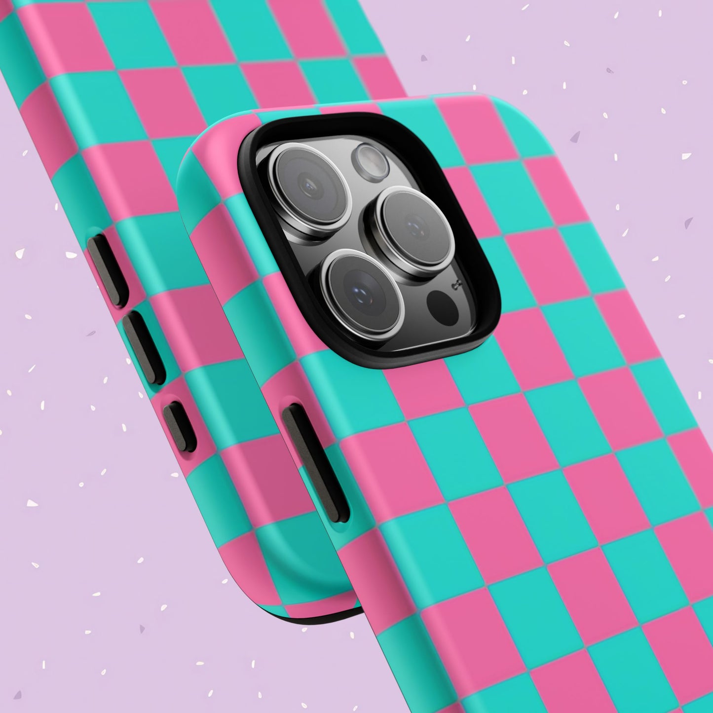 Hot Pink And Teal Checker Pattern Tough Case for iPhone, Galaxy Phones and Google Pixel