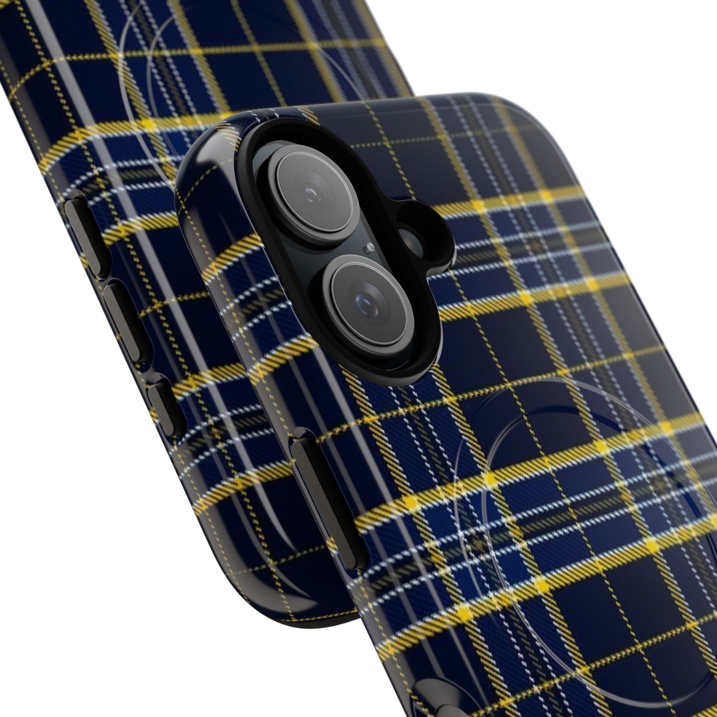 Navy Yellow Plaid Phone Case Tough Magnetic Case | Plaid iPhone Cover