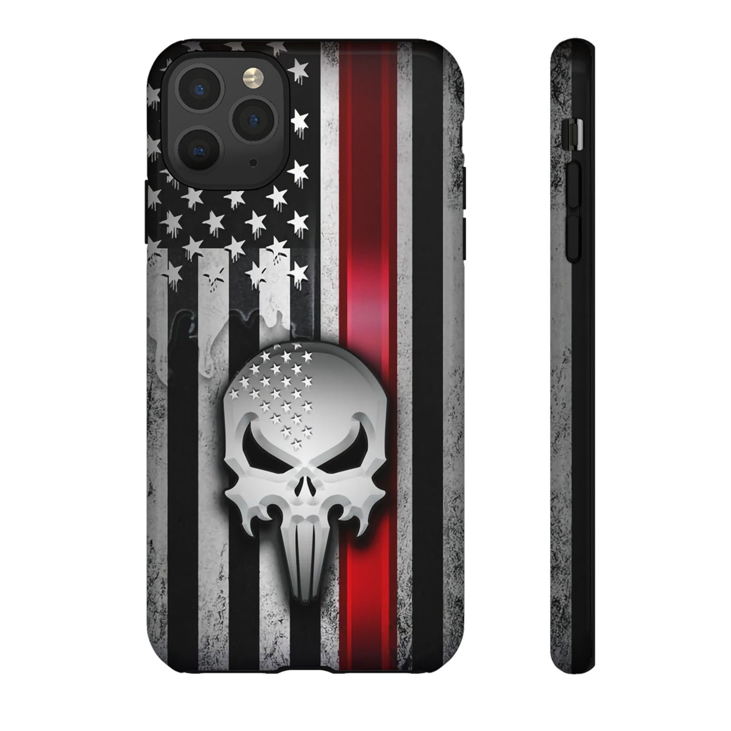 Tough Cases For iPhone, Galaxy and Pixel,  Thin Red Line, Jake Skull Design