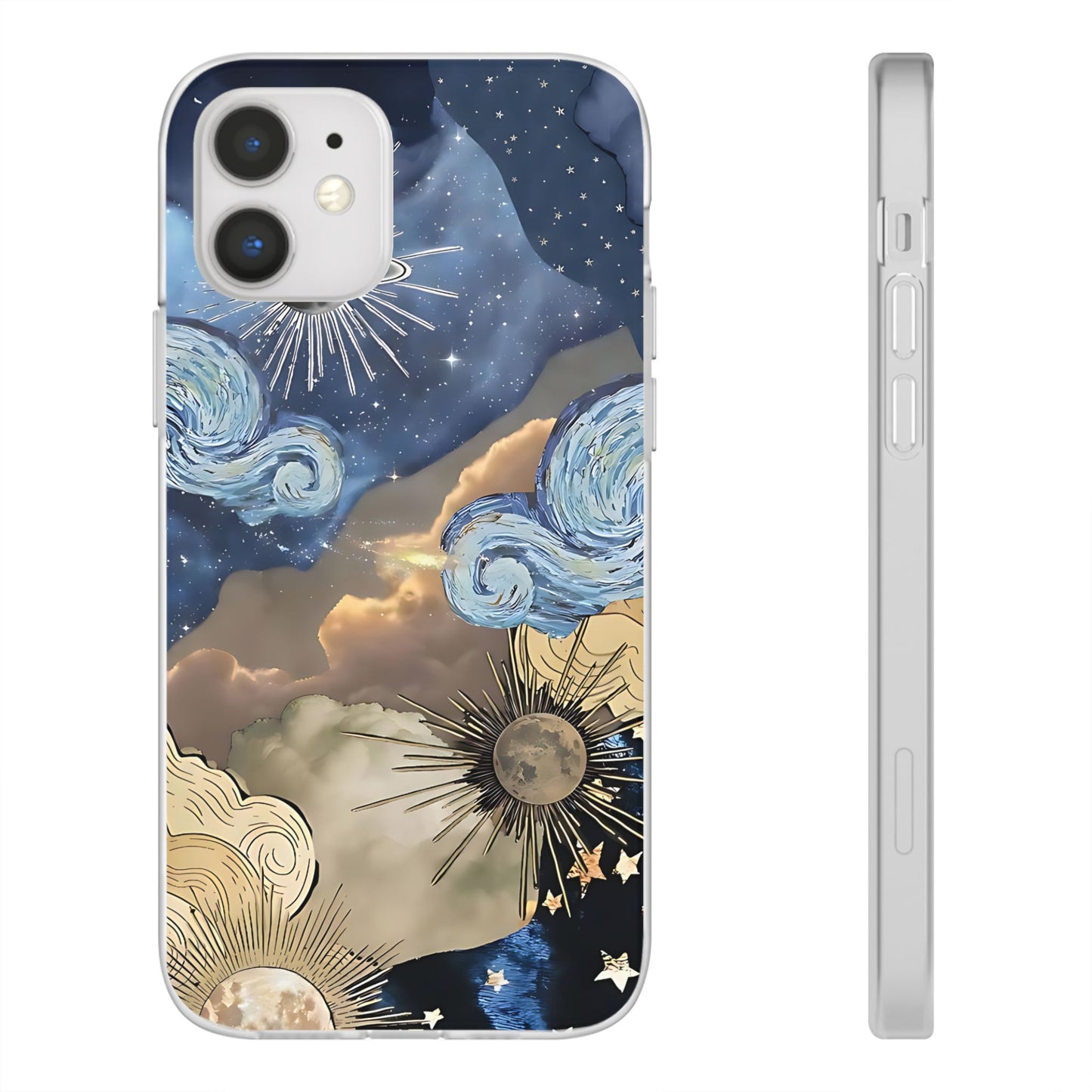 Celestial Flexi Case, Boho Phone Cover, Galaxy Protection, Starry Night Design,