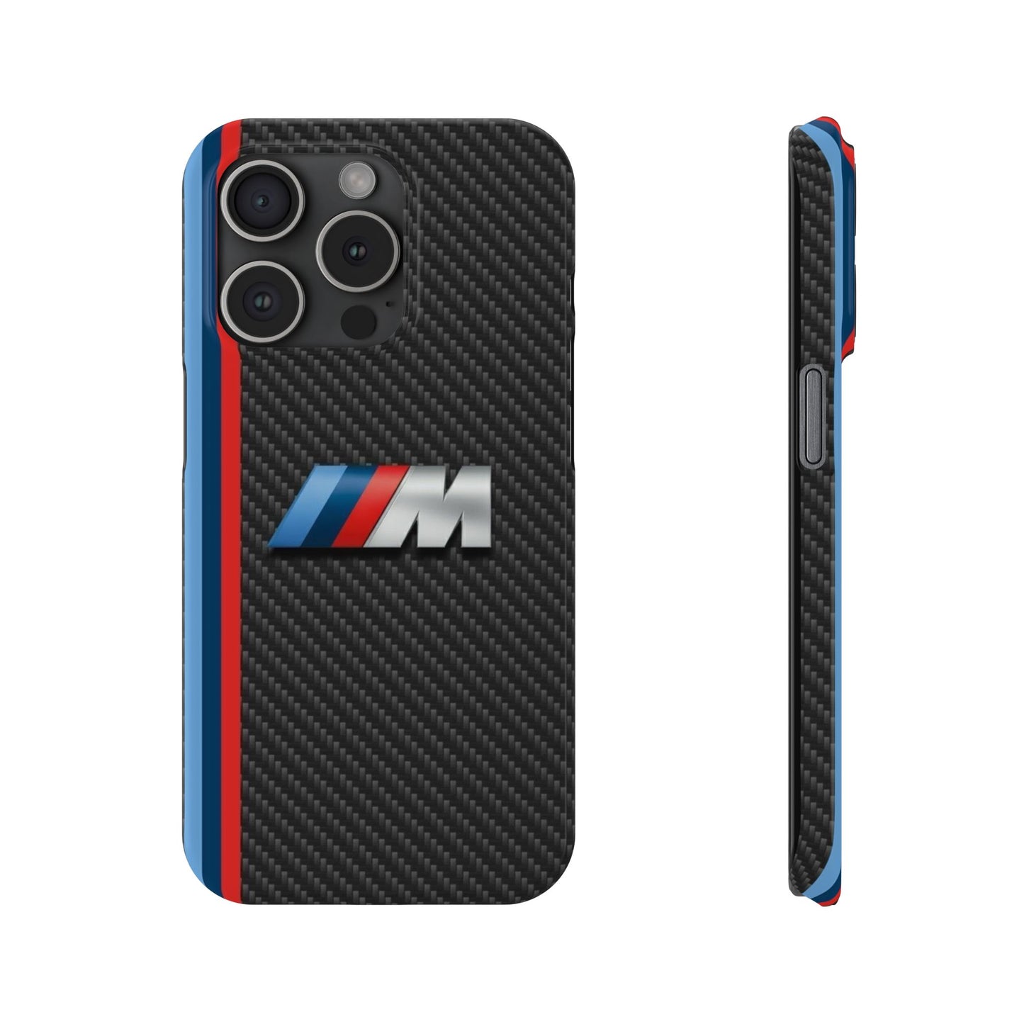 Black iPhone Slim Case, Blue And Red Stripes, BMW M Series