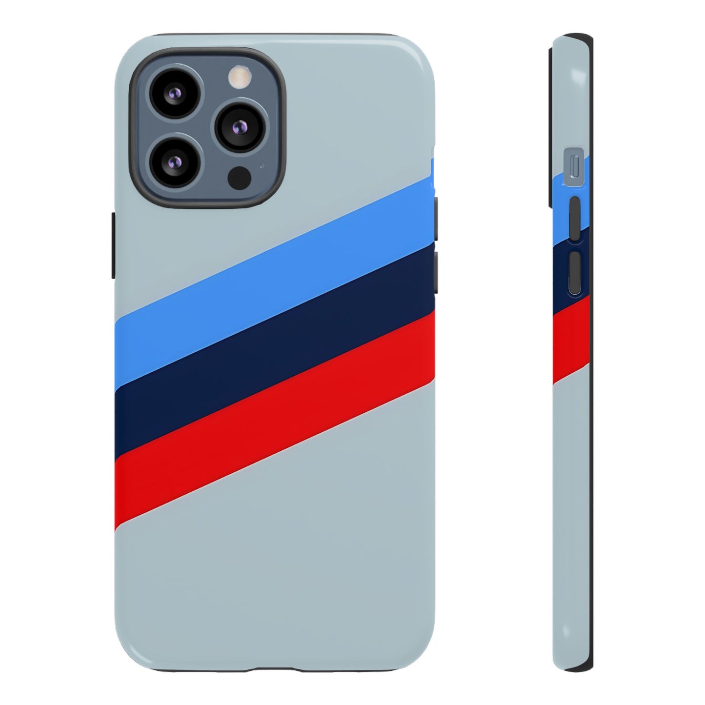 Gray Tough Case For iPhone, Samsung Galaxy and Google Pixel, Blue & Red Stripe