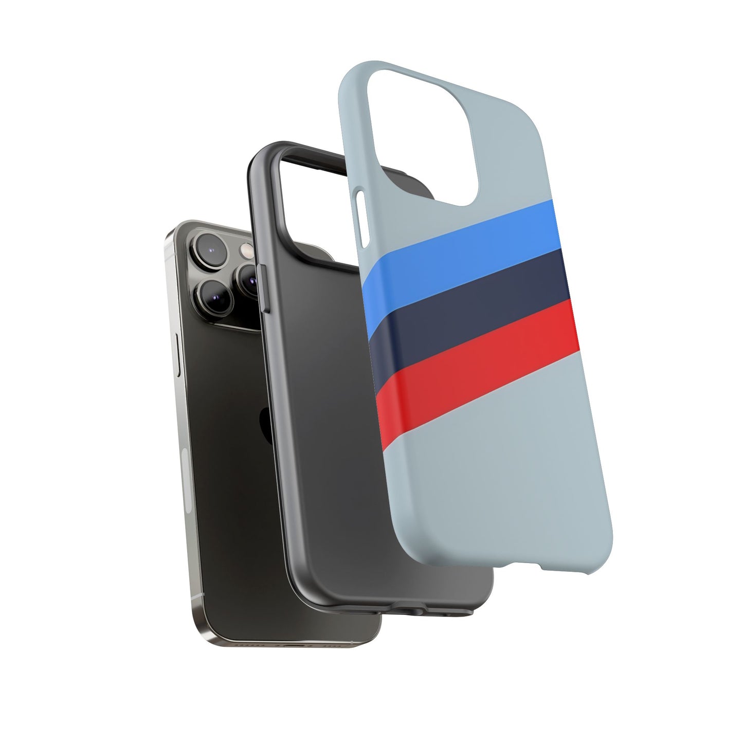 Gray Tough Case For iPhone, Samsung Galaxy and Google Pixel, Blue & Red Stripe