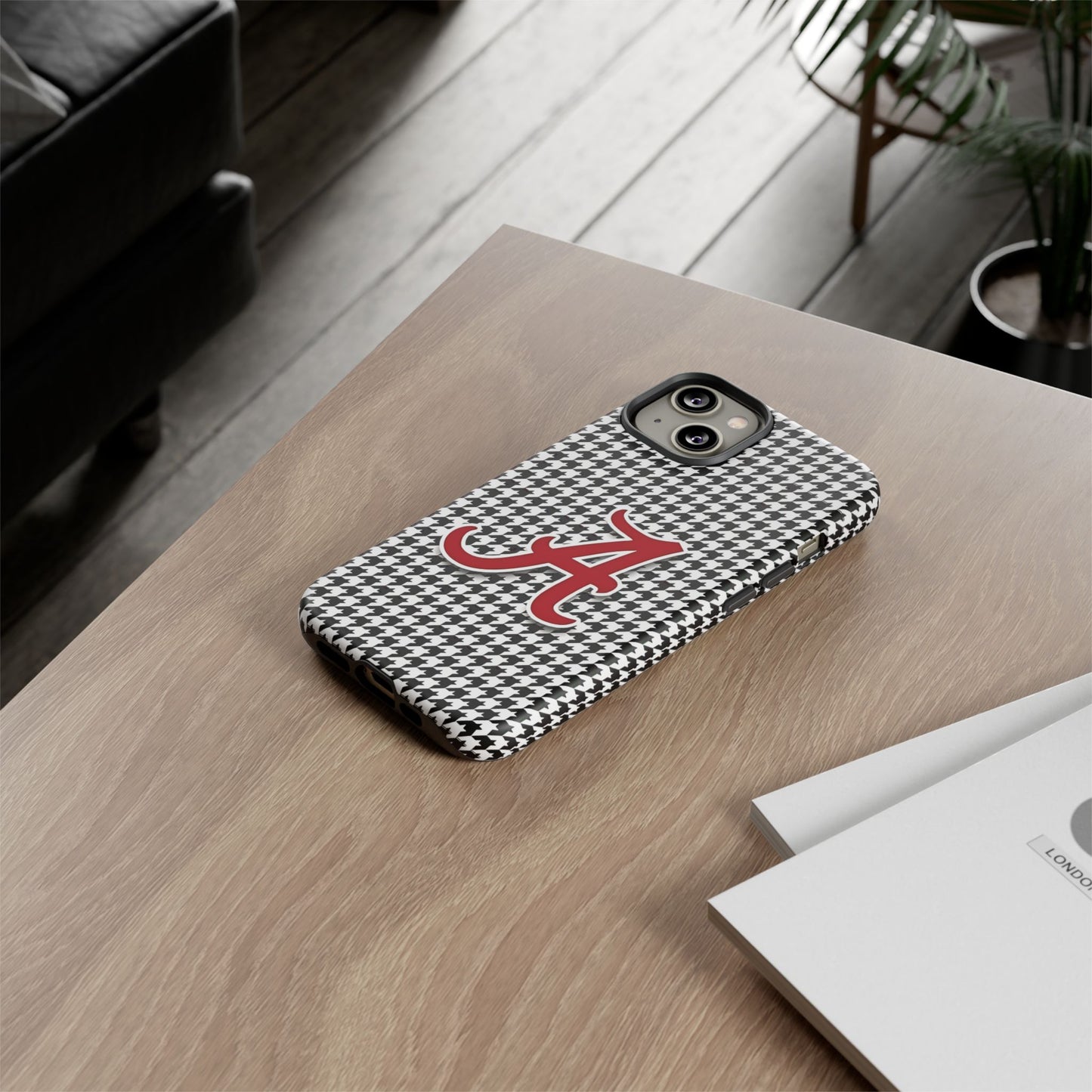 Alabama Houndstooth Phone Case, Tough Cases, College RTR Fan Gear, Initial A