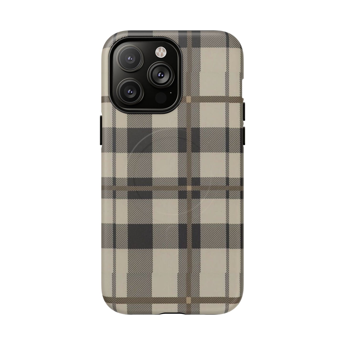 Neutral Plaid Phone Case Tough Magnetic Case | Beige Tartan Gift Idea