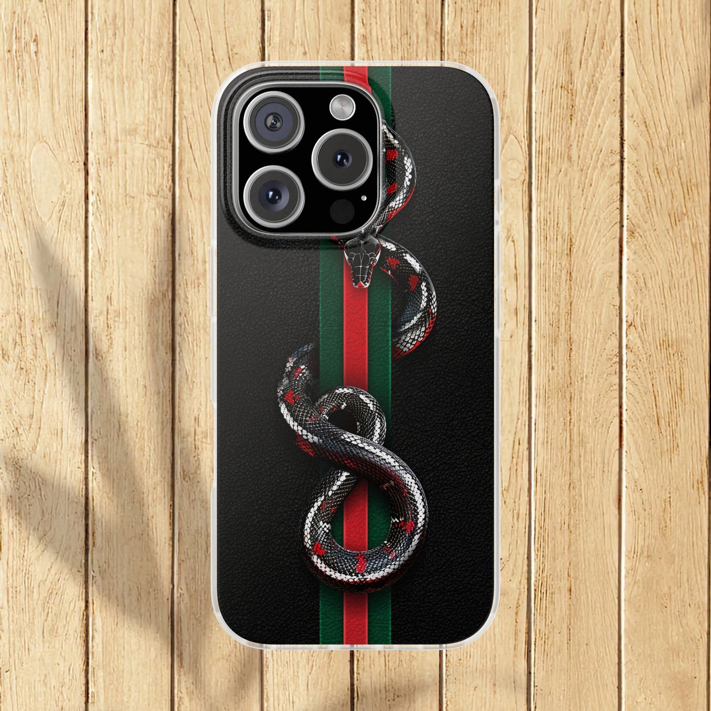 Green and Red Stripes Snake TPU Flexi Cases For iPhones And Samsung Galaxy