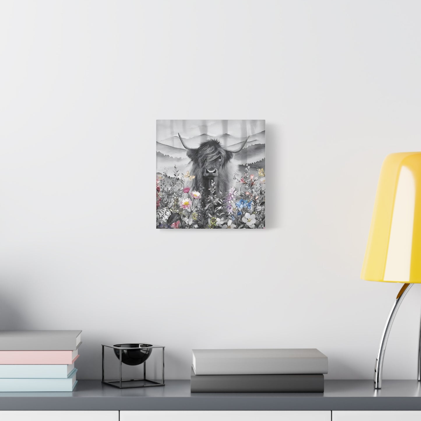 Canvas Poster, Scottish Highland Cow Vertical Wall Art, Housewarming Gift, Home