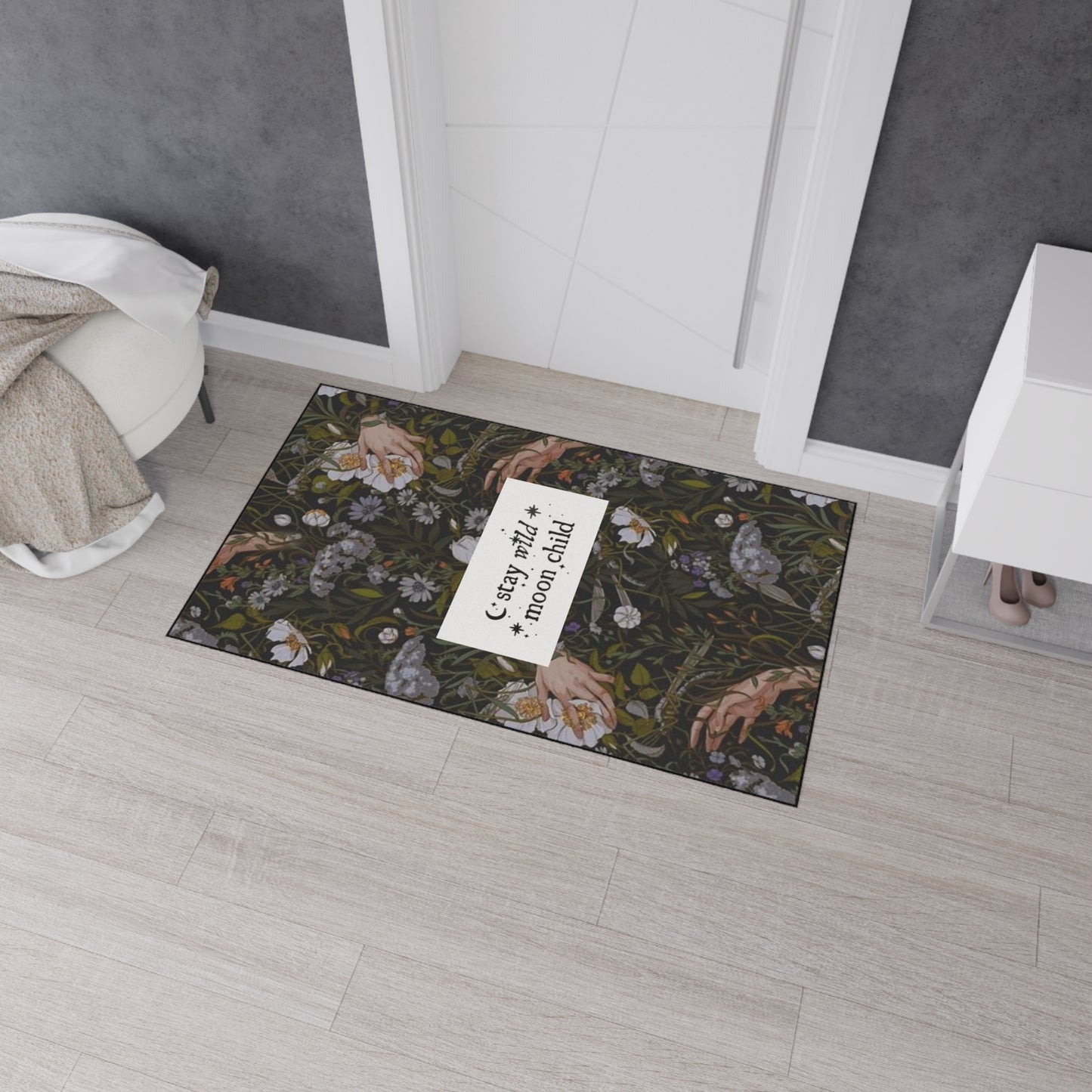 Stay Wild Moon Child Heavy Duty Floor Mat – Floral Boho Entry Rug
