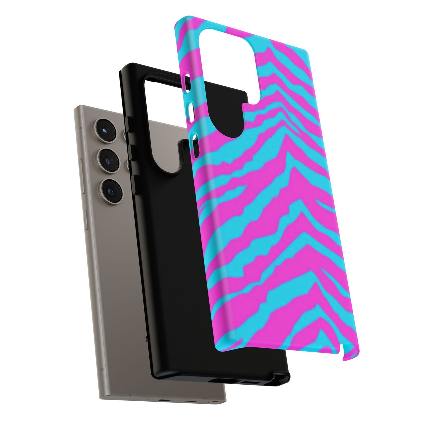 Animal Print Hot Pink And Teal Tough Case for iPhone, Galaxy and Google Pixel