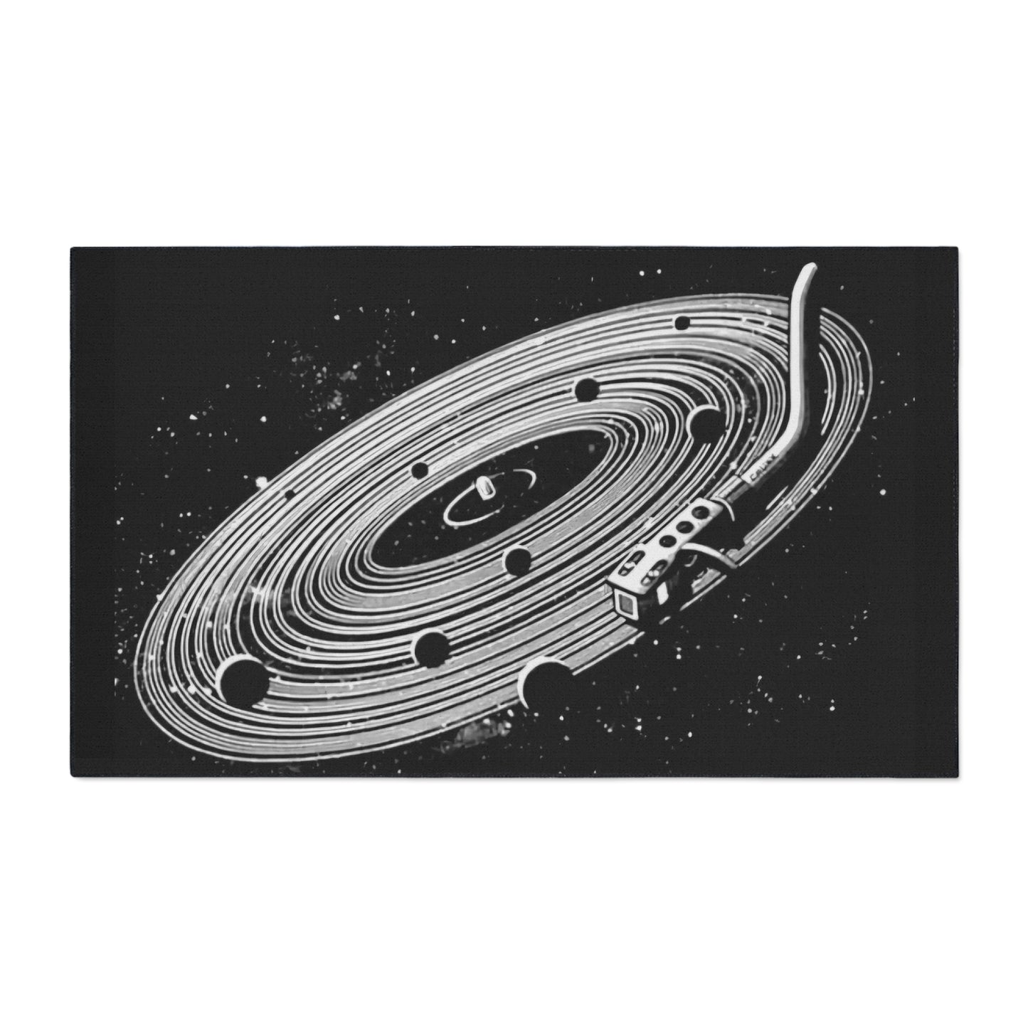 Space-Themed Heavy Duty Floor Mat Vinyl Record Art Decor, Galaxy Rug, Cosmic DJ