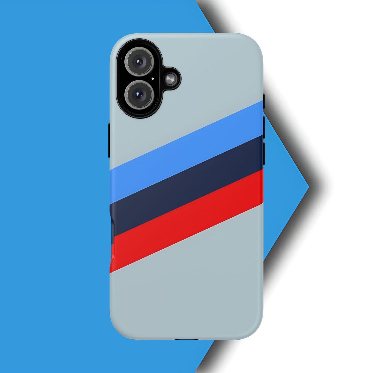 Gray Tough Case For iPhone, Samsung Galaxy and Google Pixel, Blue & Red Stripe