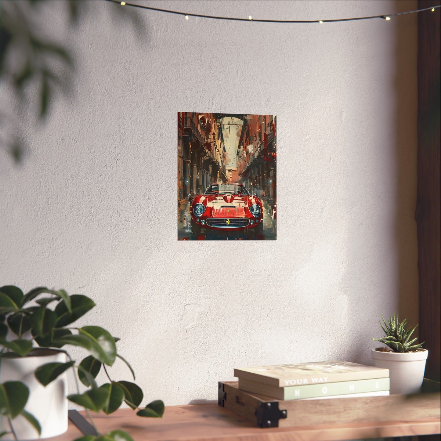 Classic Red Ferrari Painting Matte Vertical Posters Super Sports Car Wall Decor