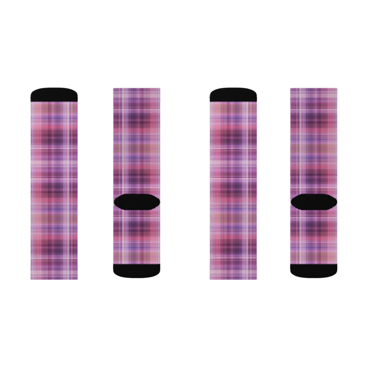 Pink Purple Plaid Socks | Sublimation Socks, Classic Preppy Designs