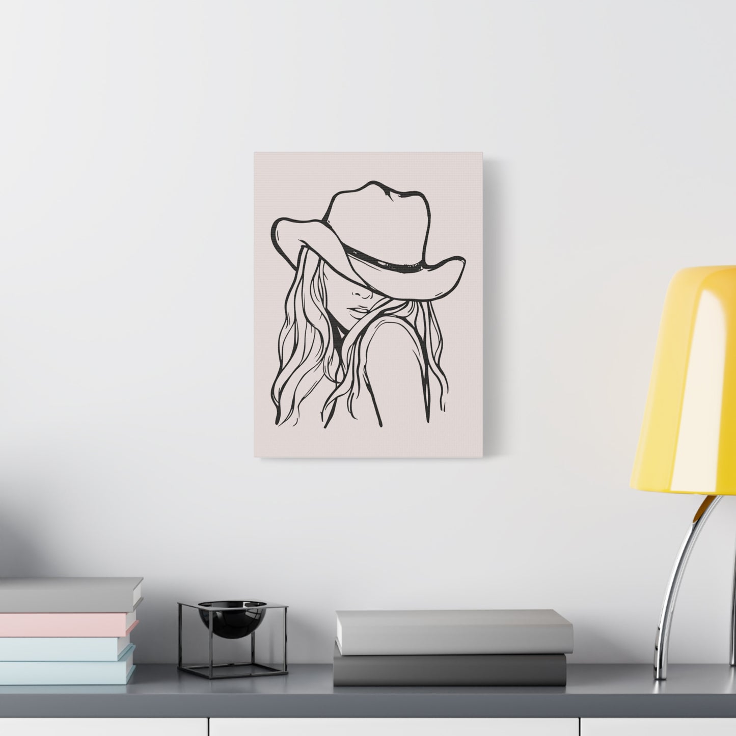 Canvas Wall Art Prints, Western Cowgirl Wall Art, Trendy Line Art