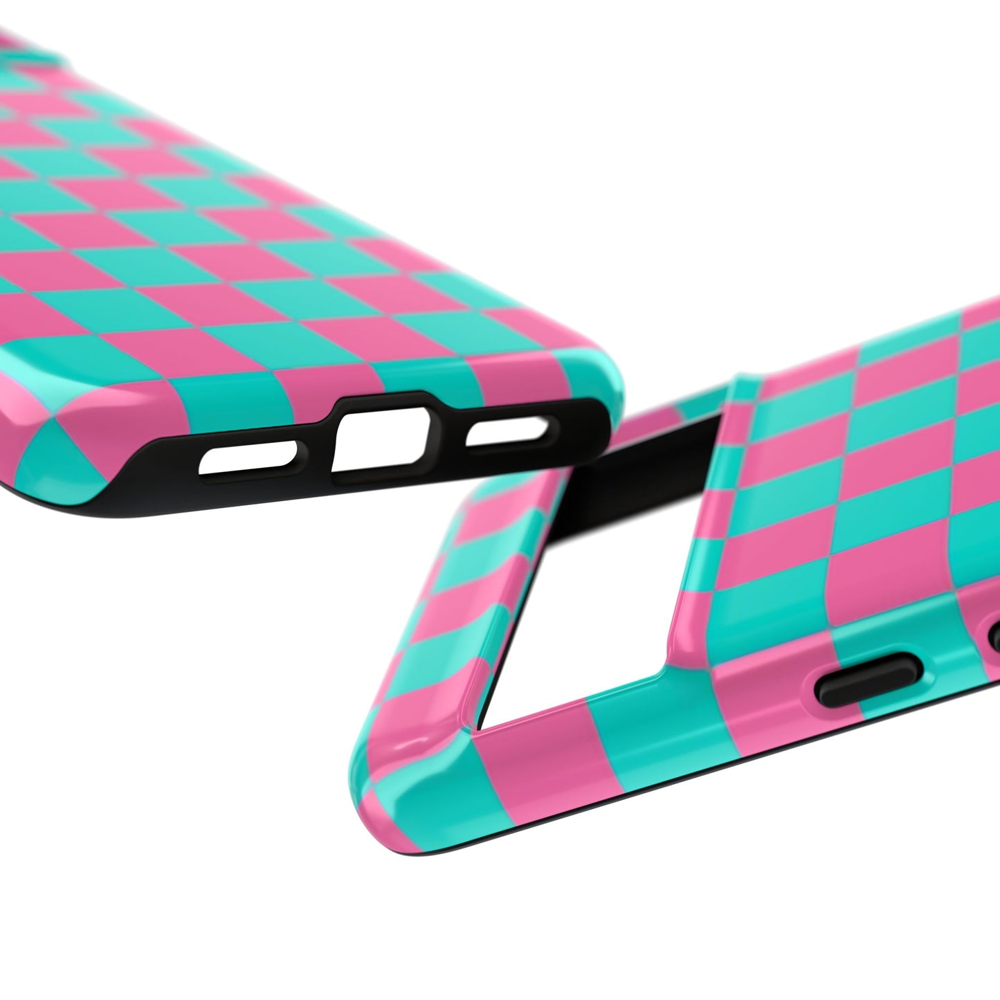 Hot Pink And Teal Checker Pattern Tough Case for iPhone, Galaxy Phones and Google Pixel