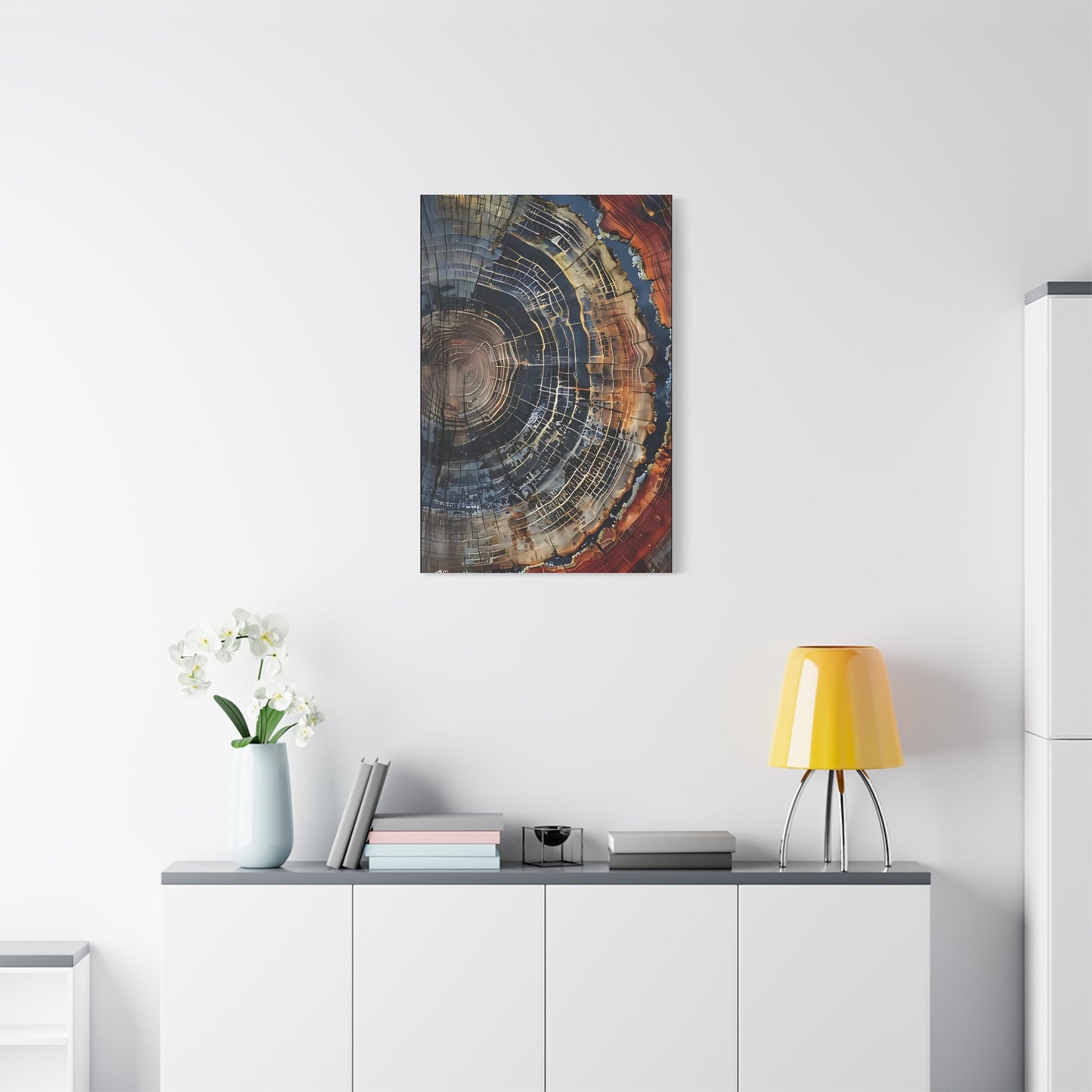 Canvas Print, Tree Ring Wall Art, Modern Farmhouse Decor, Abstract Colorful