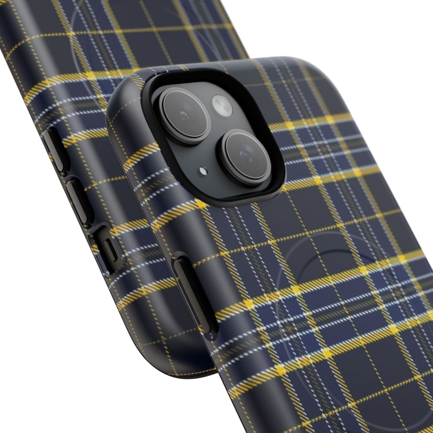 Navy Yellow Plaid Phone Case Tough Magnetic Case | Plaid iPhone Cover