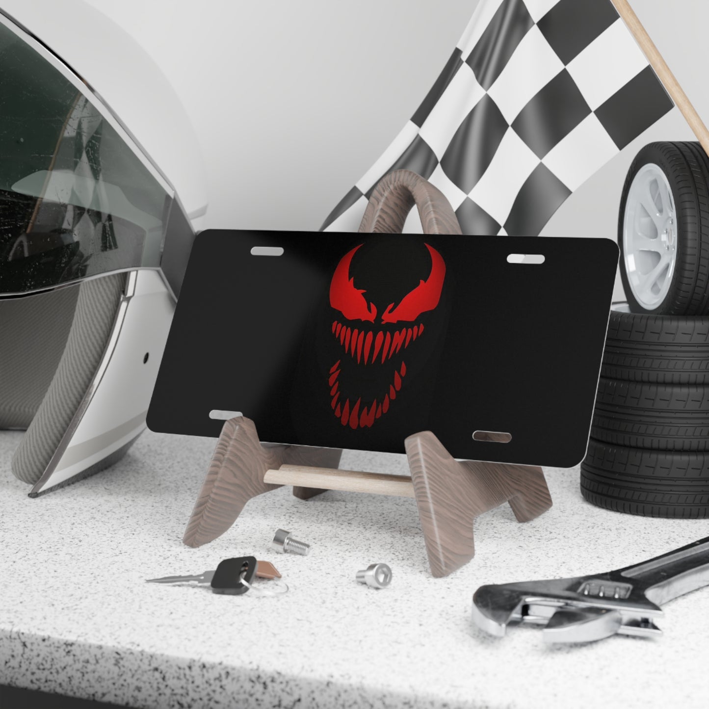 Red Venom Universal Front Vanity License Plate, Metal Art