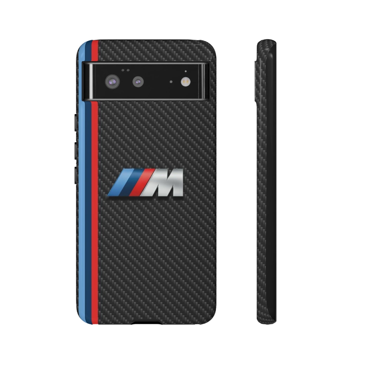 Phone Case - Black Tough Case for iPhones, Galaxy, Pixel, Blue And Red Stripes, BMW M Series