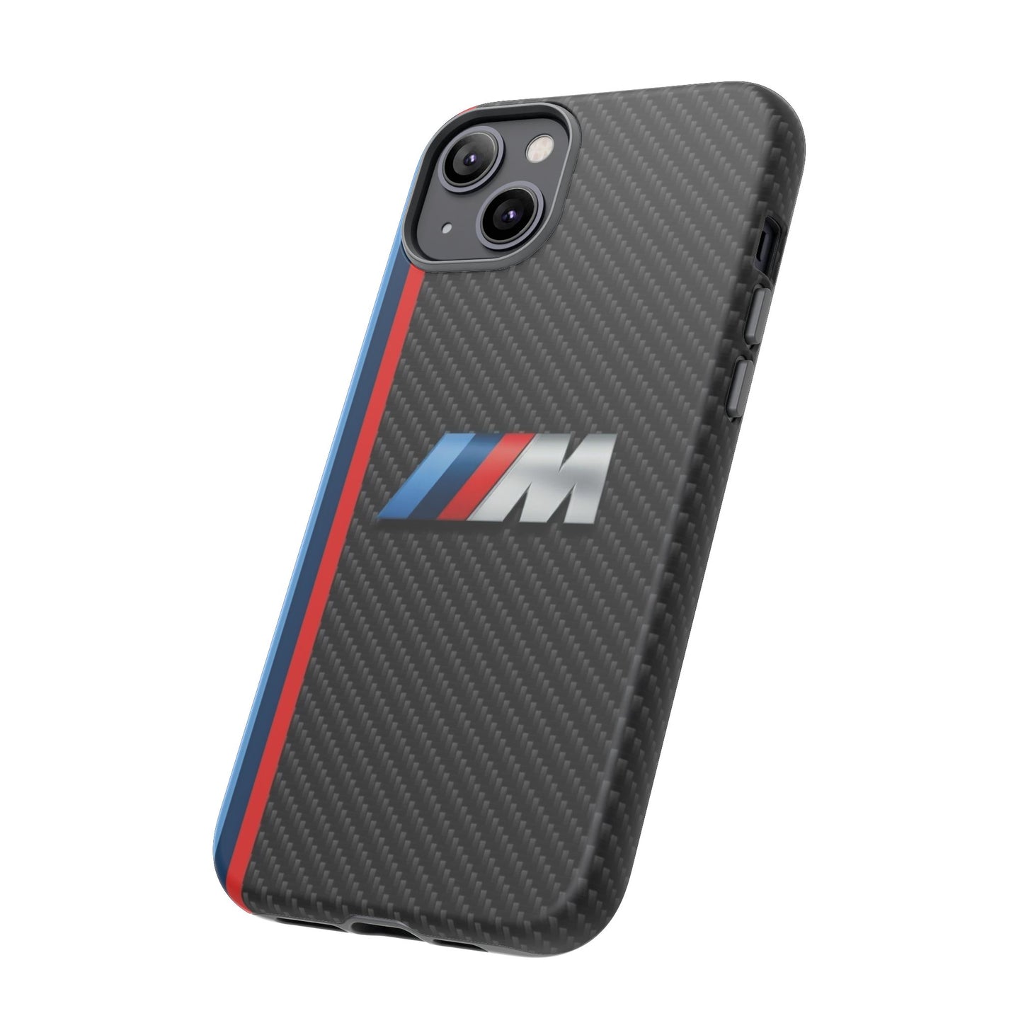 Phone Case - Black Tough Case for iPhones, Galaxy, Pixel, Blue And Red Stripes, BMW M Series