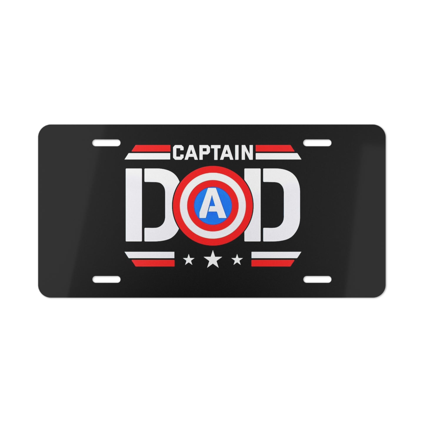 Captain Dad Black Front Vanity License Plate, Perfect Gift Idea