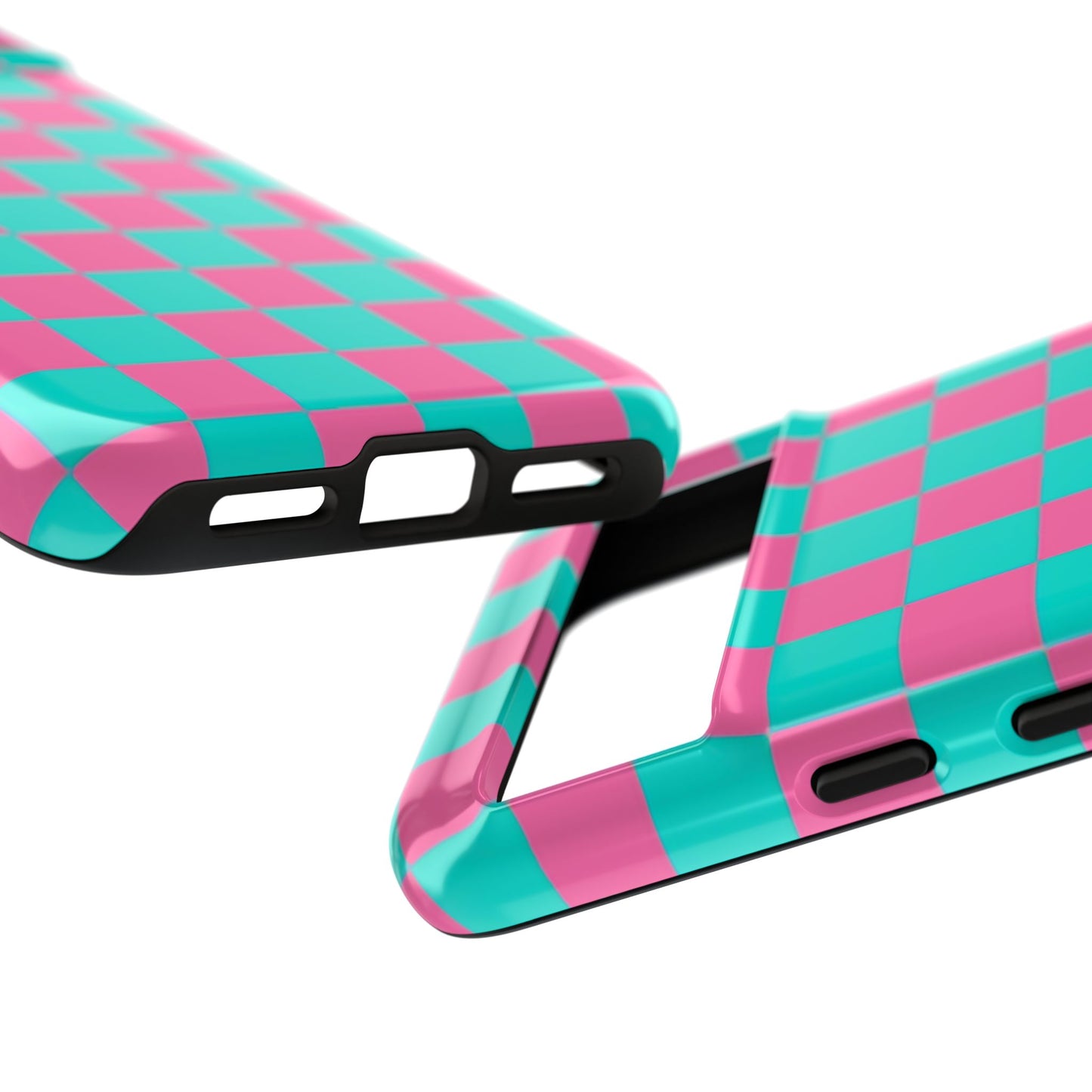 Hot Pink And Teal Checker Pattern Tough Case for iPhone, Galaxy Phones and Google Pixel
