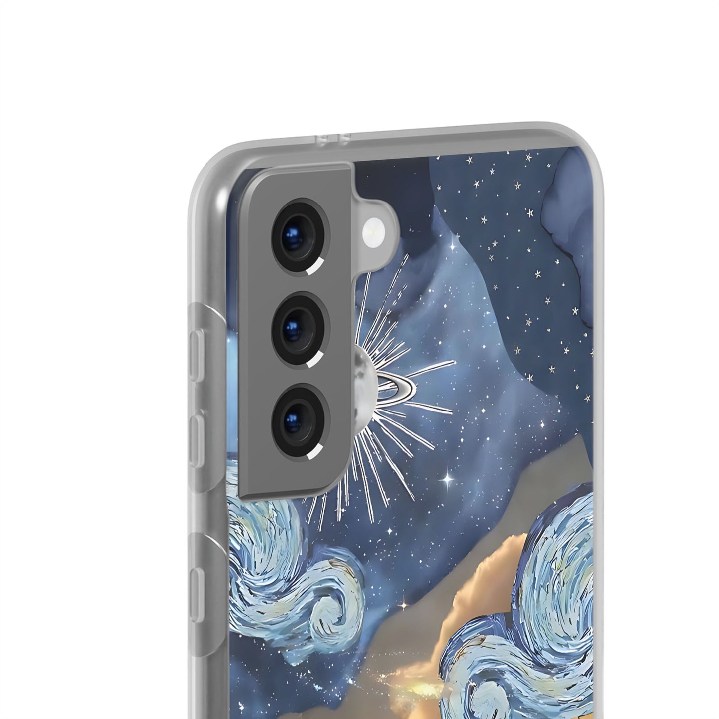 Celestial Flexi Case, Boho Phone Cover, Galaxy Protection, Starry Night Design,