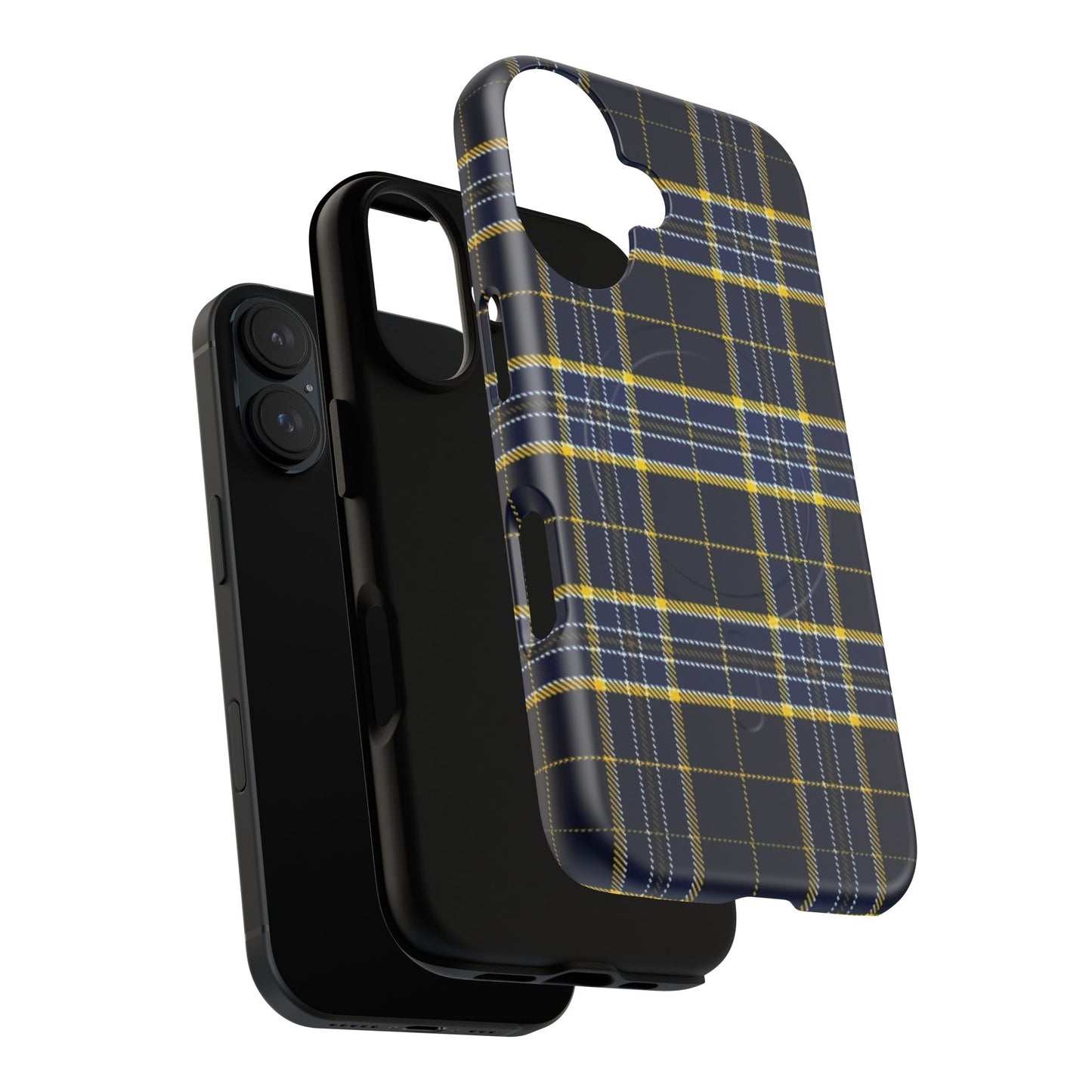 Navy Yellow Plaid Phone Case Tough Magnetic Case | Plaid iPhone Cover