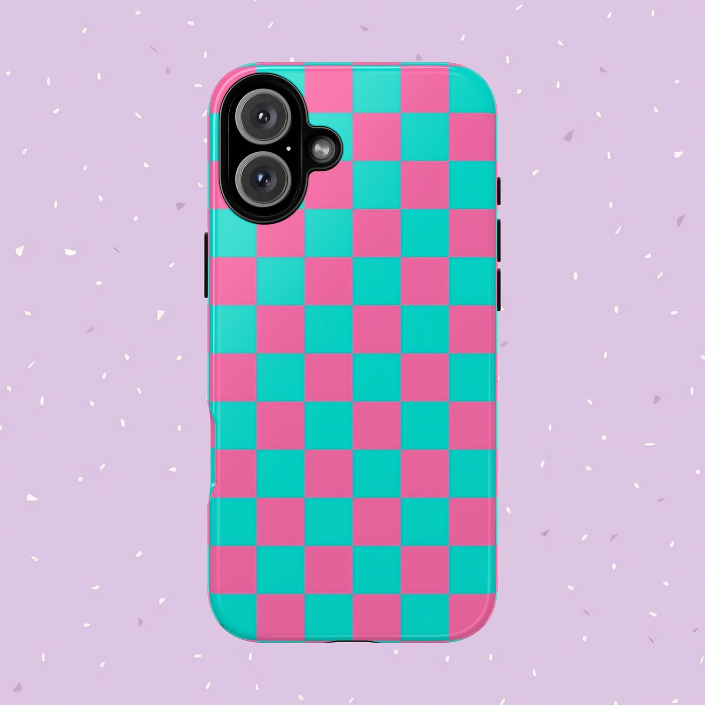 Hot Pink And Teal Checker Pattern Tough Case for iPhone, Galaxy Phones and Google Pixel