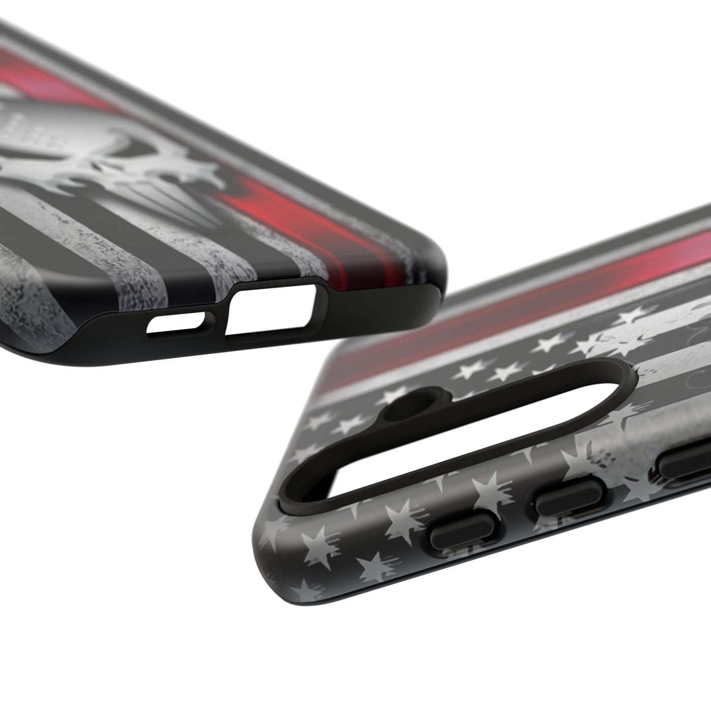 Tough Cases For iPhone, Galaxy and Pixel,  Thin Red Line, Jake Skull Design