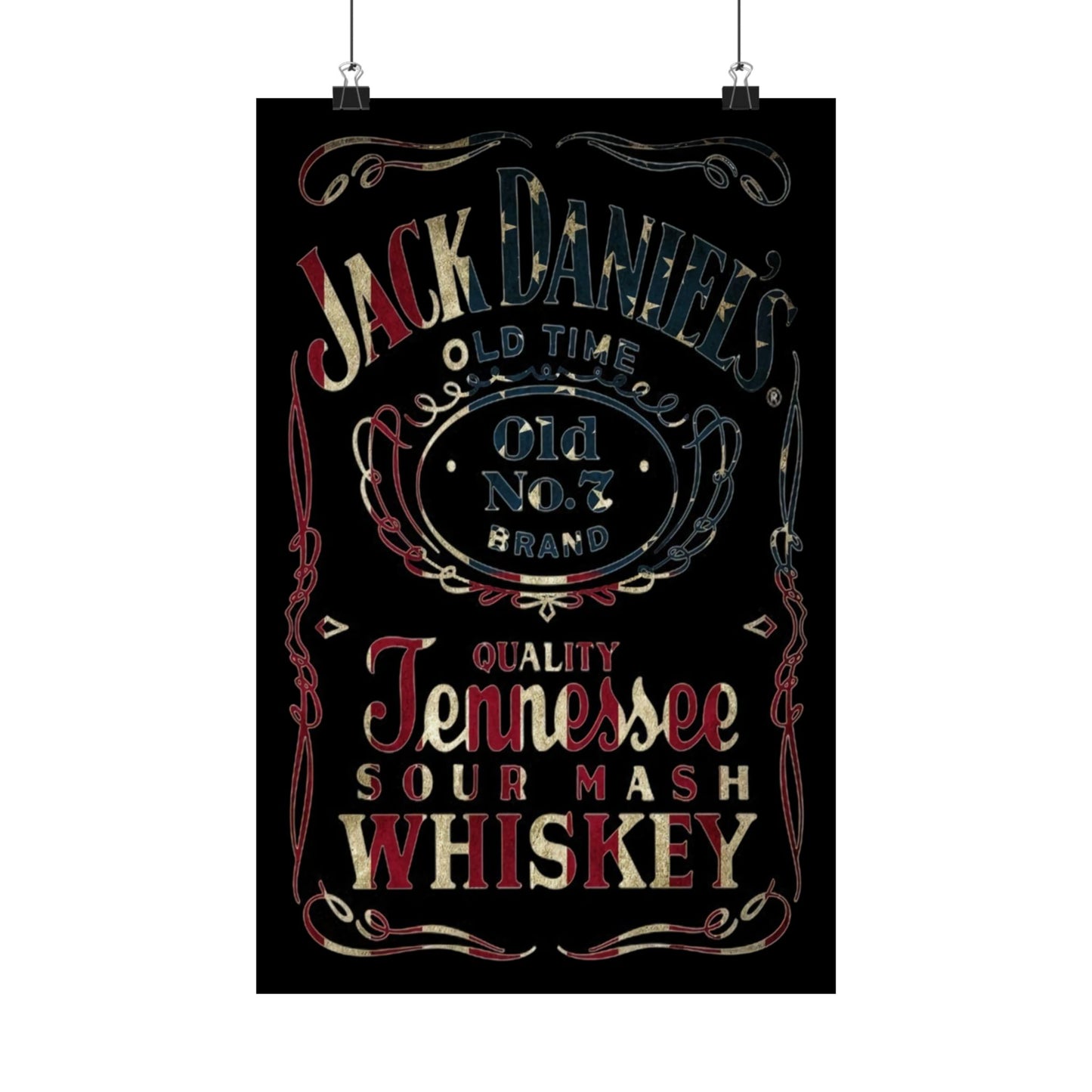 Jack Daniels Stars And Stripes Tennessee Whiskey Matte Vertical Posters Bar Decor