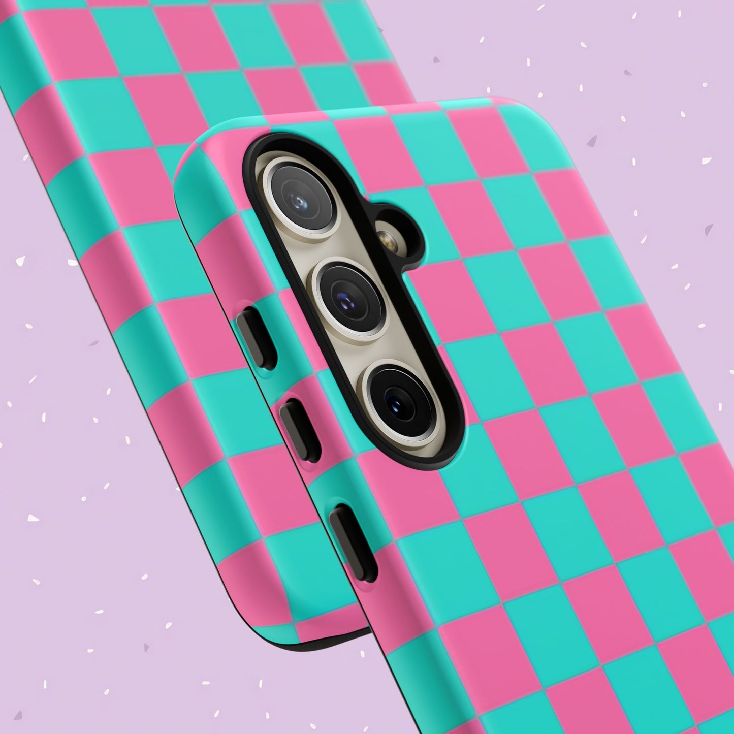 Hot Pink And Teal Checker Pattern Tough Case for iPhone, Galaxy Phones and Google Pixel