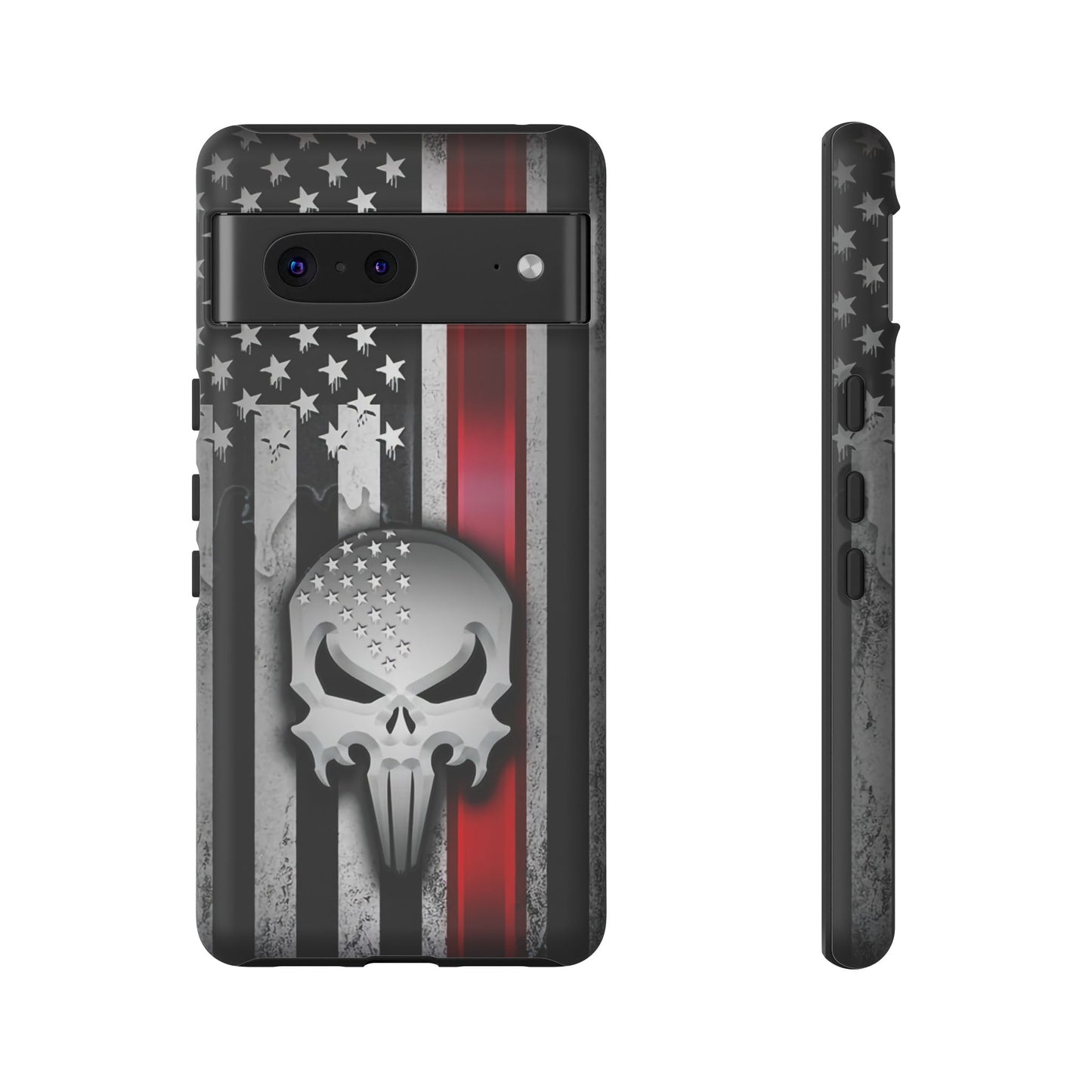 Tough Cases For iPhone, Galaxy and Pixel,  Thin Red Line, Jake Skull Design