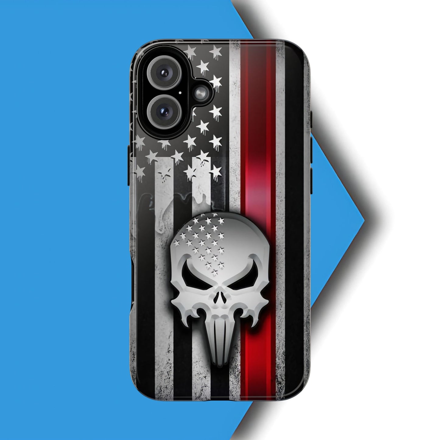 Tough Cases For iPhone, Galaxy and Pixel,  Thin Red Line, Jake Skull Design