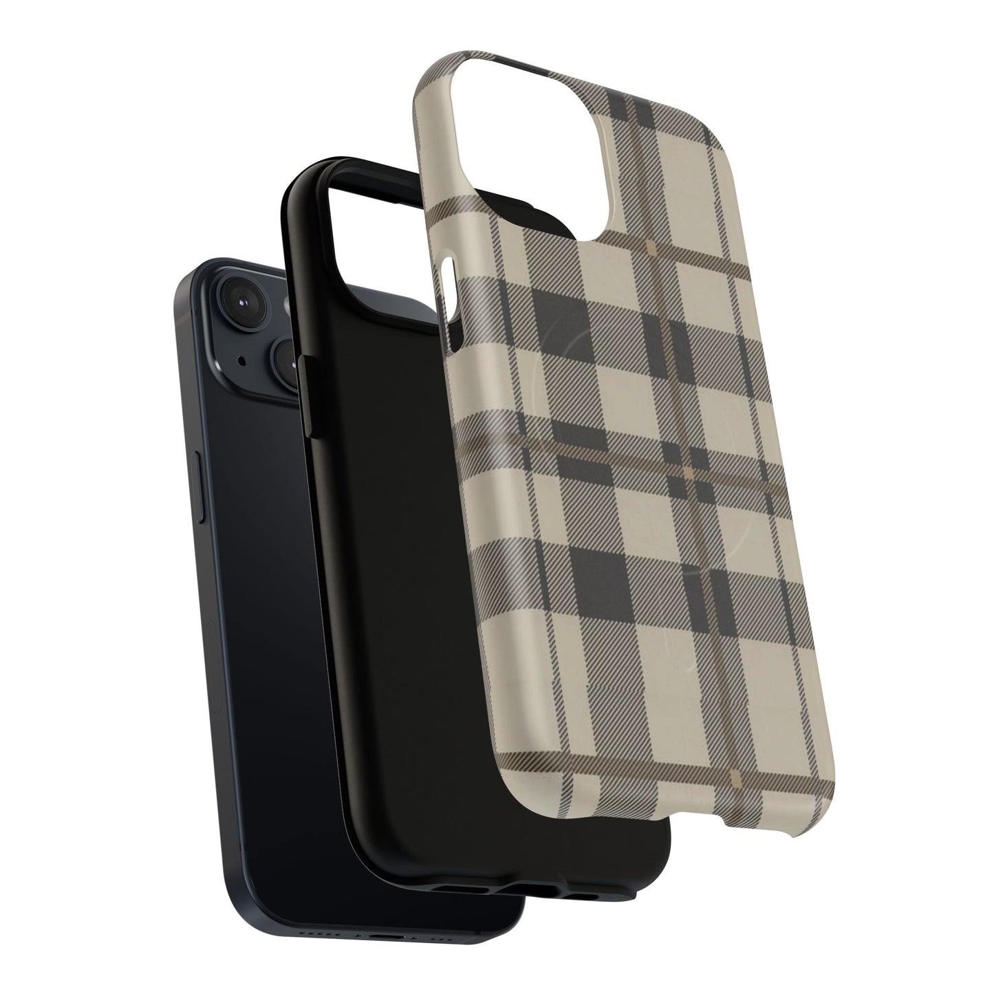 Neutral Plaid Phone Case Tough Magnetic Case | Beige Tartan Gift Idea