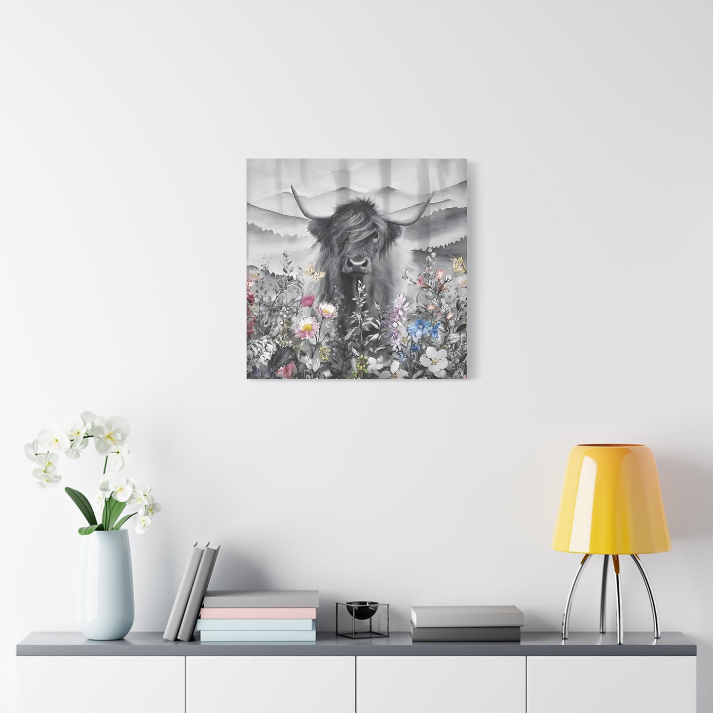 Canvas Poster, Scottish Highland Cow Vertical Wall Art, Housewarming Gift, Home