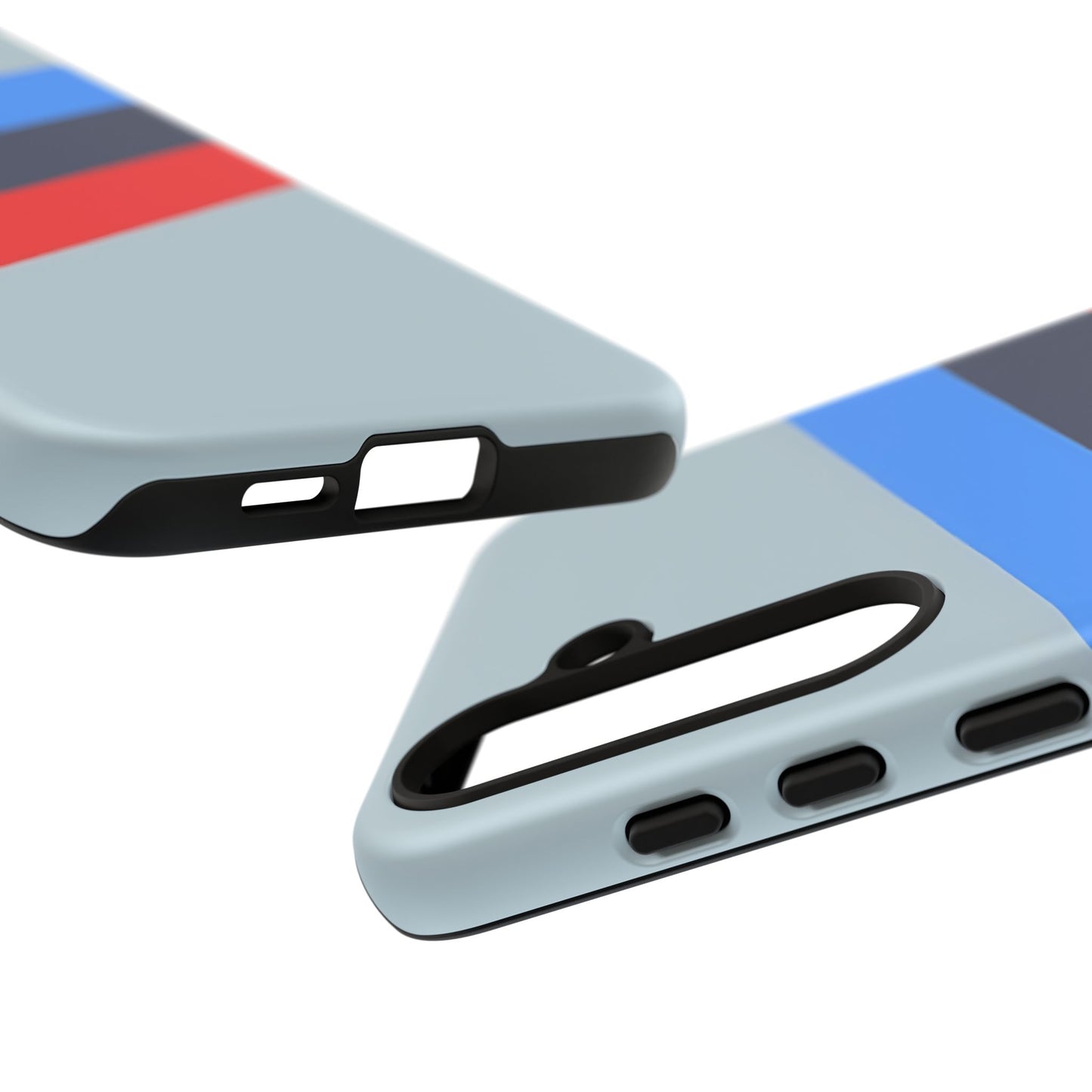 Gray Tough Case For iPhone, Samsung Galaxy and Google Pixel, Blue & Red Stripe