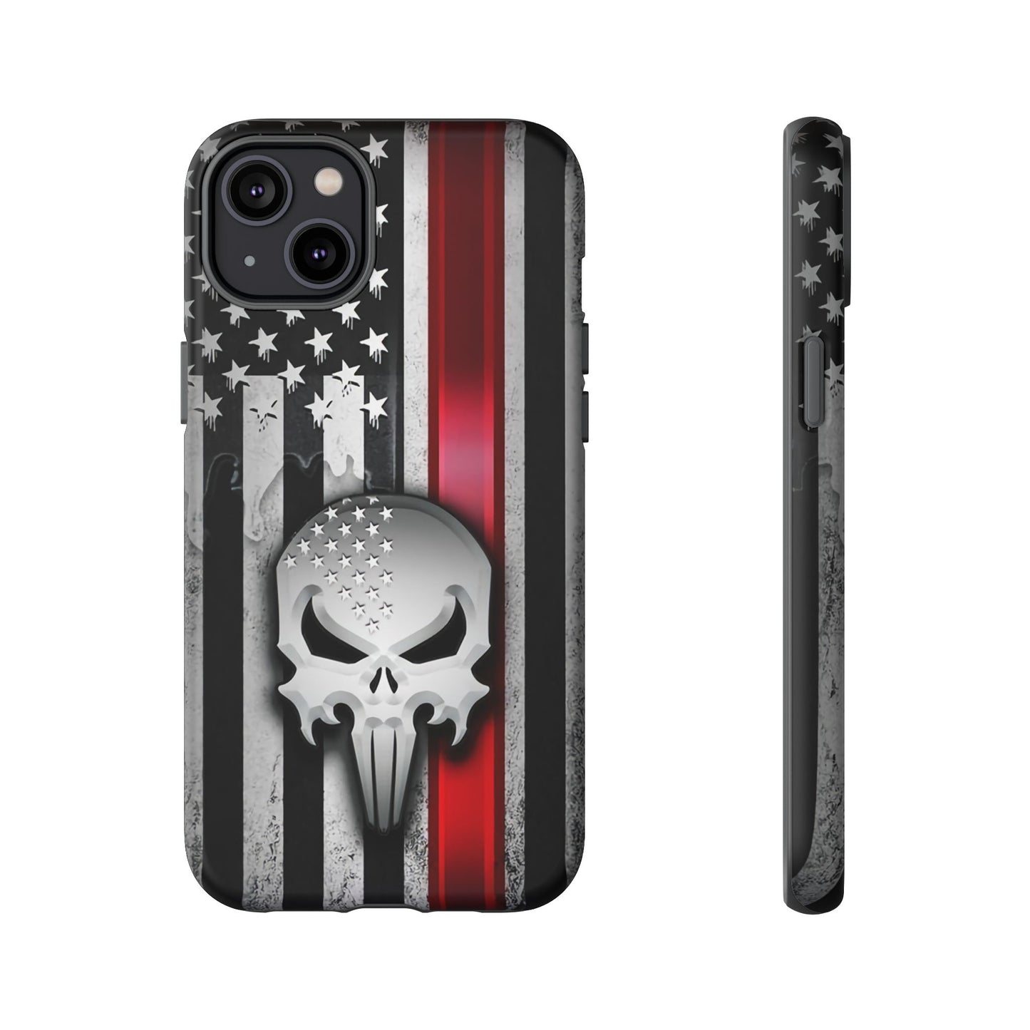 Tough Cases For iPhone, Galaxy and Pixel,  Thin Red Line, Jake Skull Design