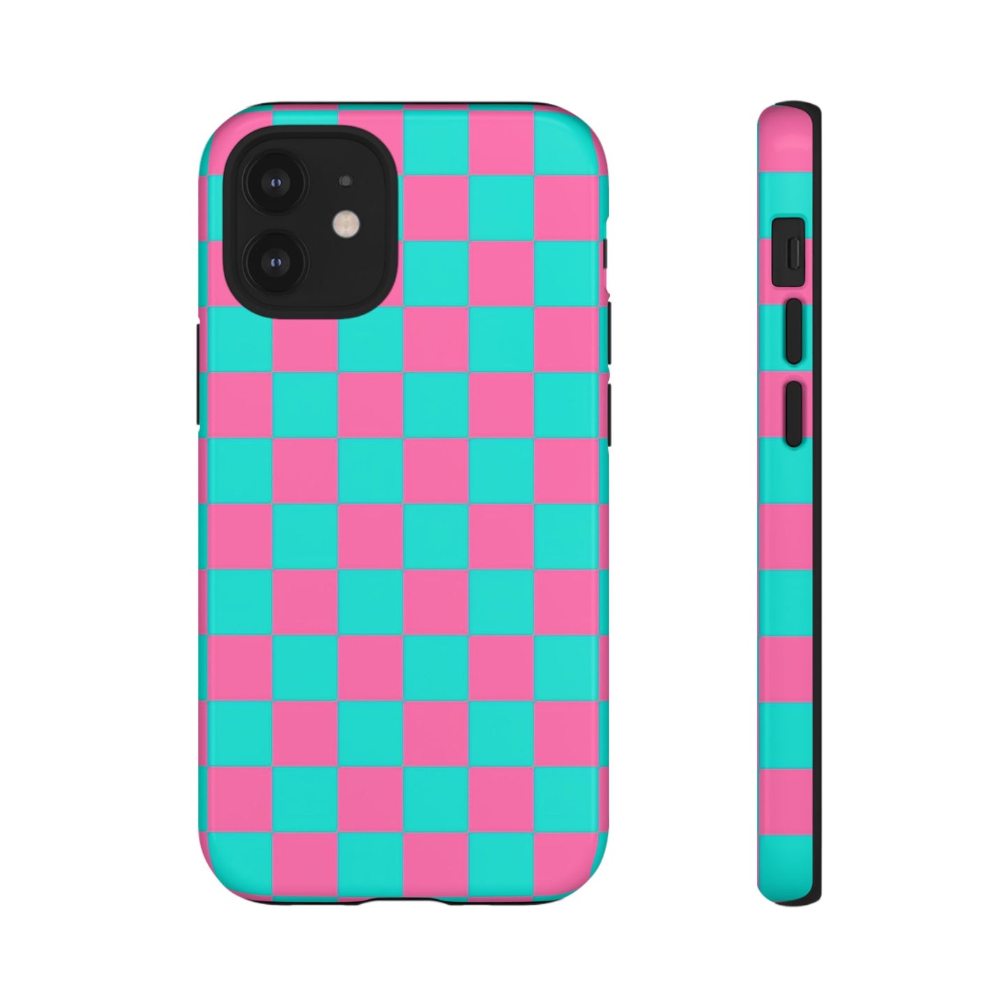 Hot Pink And Teal Checker Pattern Tough Case for iPhone, Galaxy Phones and Google Pixel