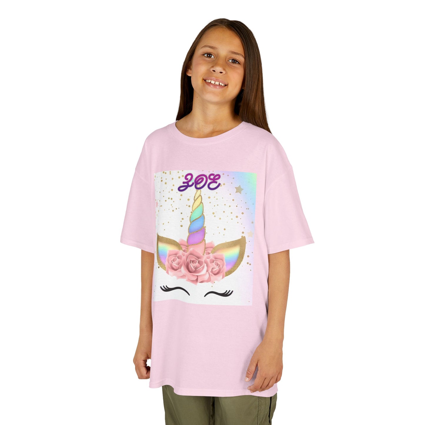 Girls Pretty Unicorn Tee, Kids T-Shirt with Bling Floral Design, Trendy T