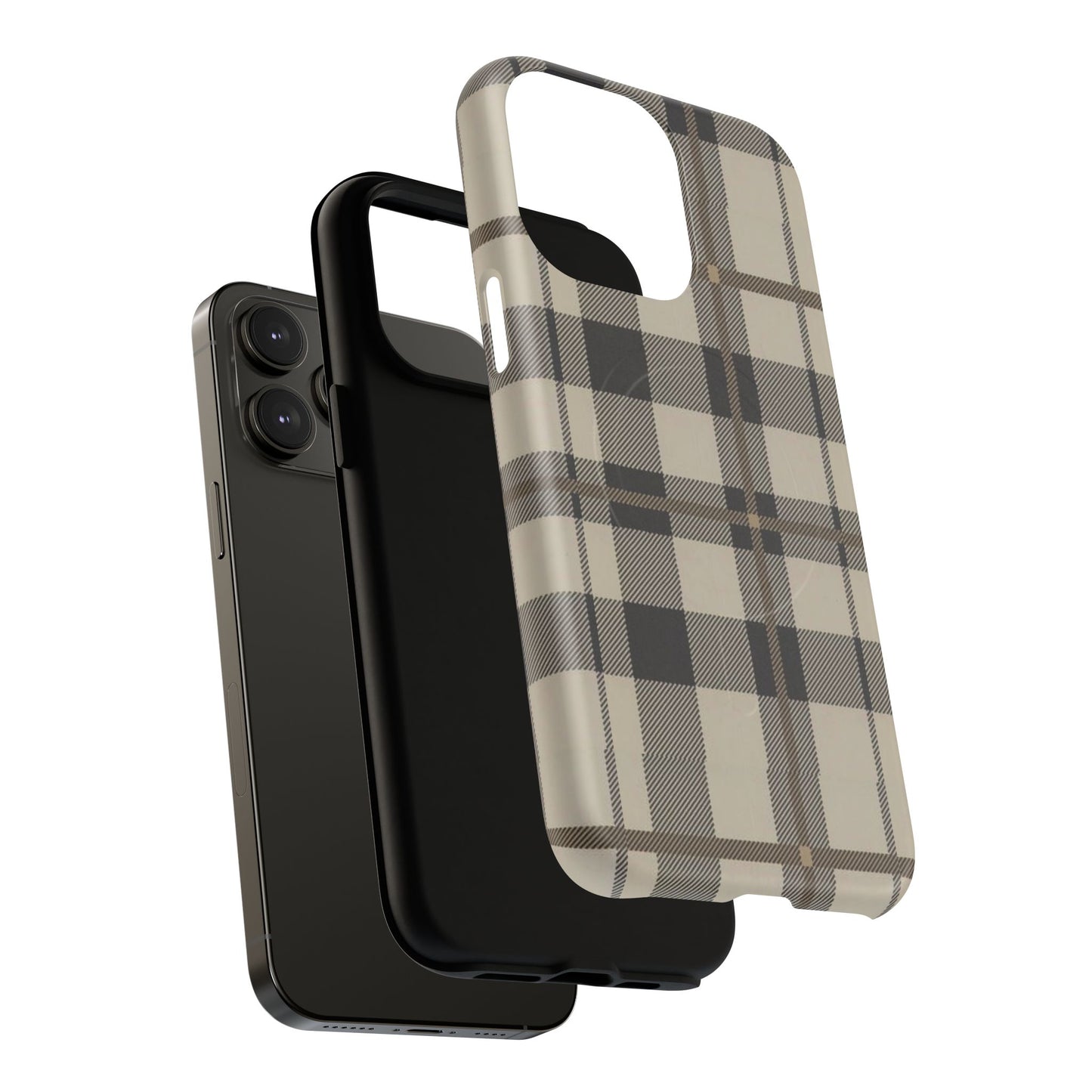 Neutral Plaid Phone Case Tough Magnetic Case | Beige Tartan Gift Idea
